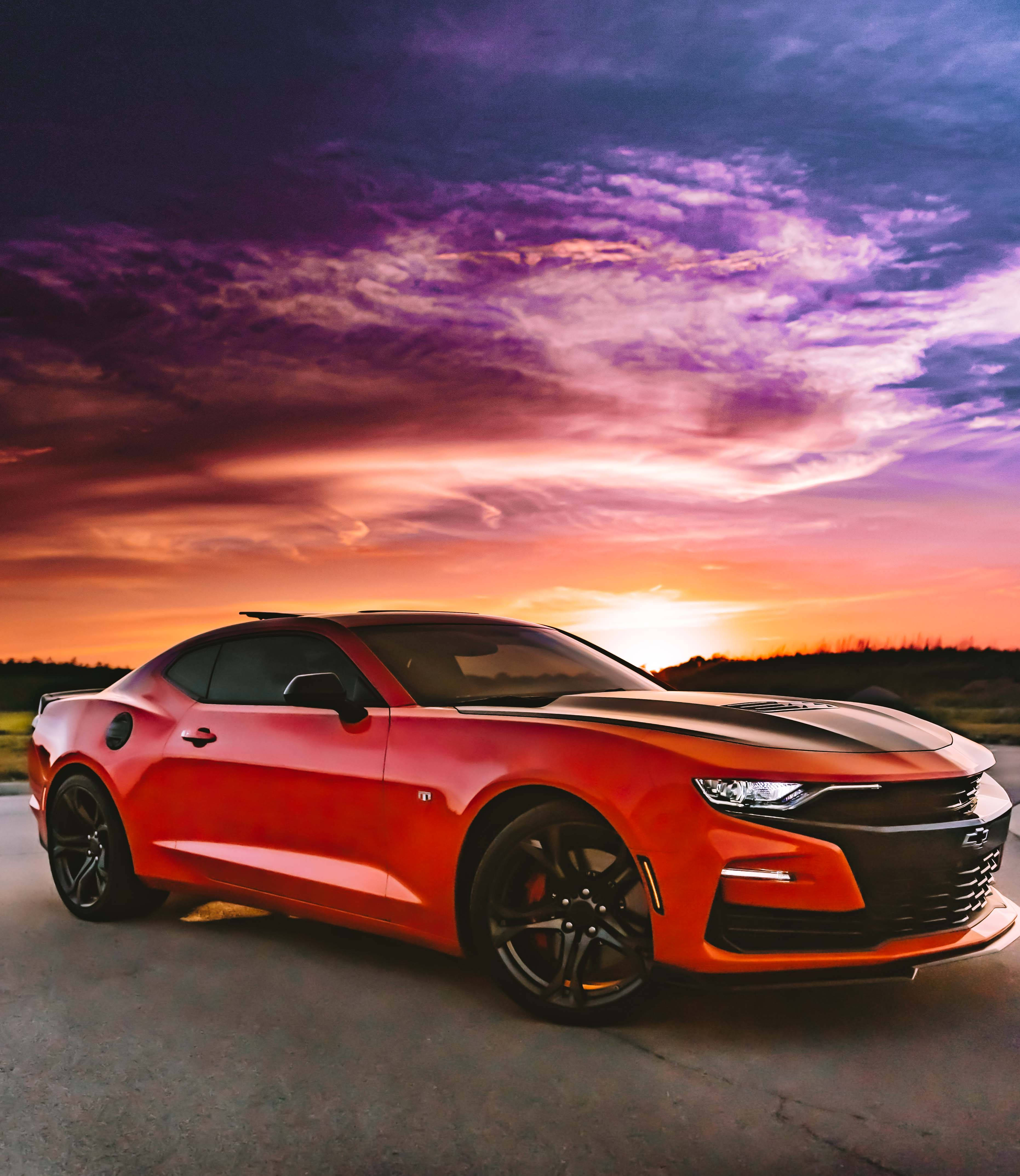 Chevrolet Car With Sunset Picha ya Ukuta