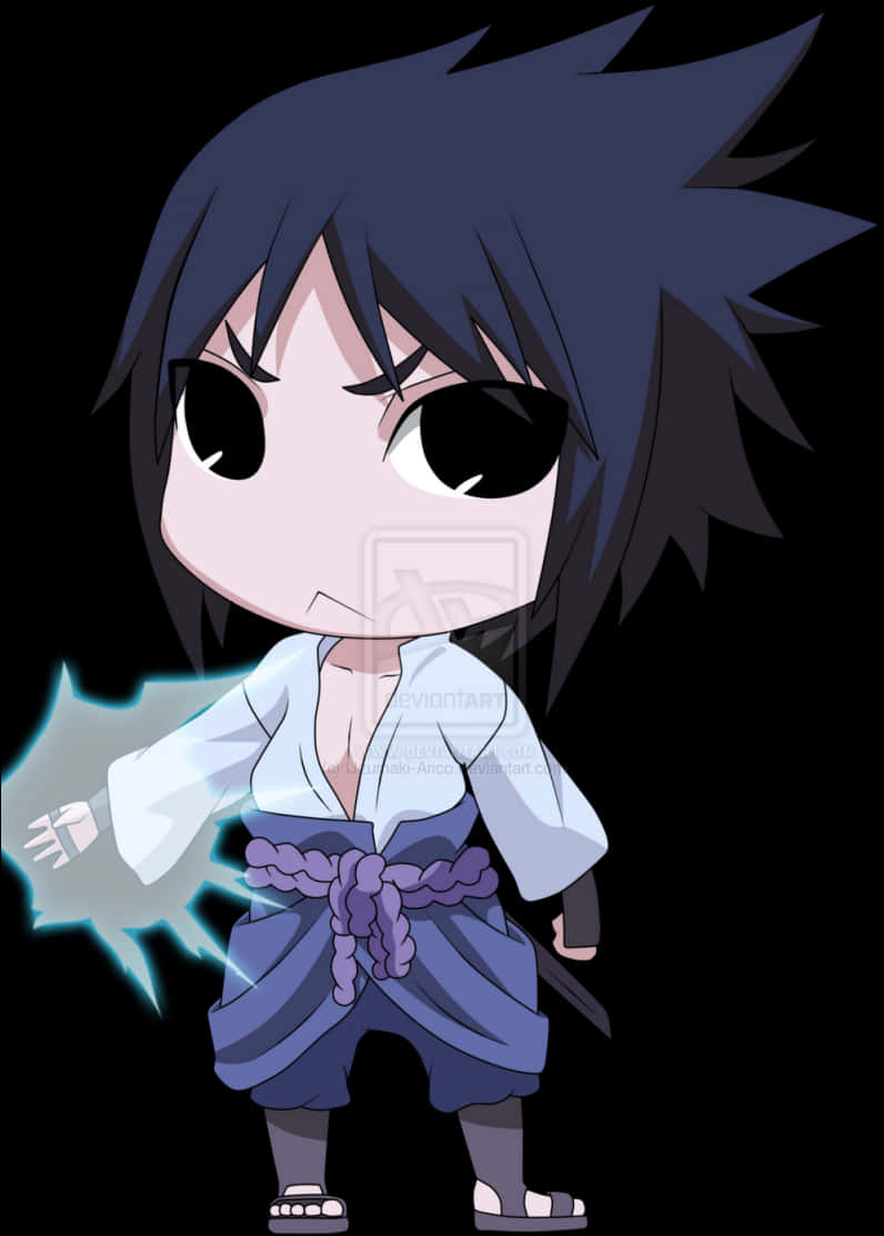 Chibi Itachi Uchiha Akiwa Katika Mkao wa Ninja Picha ya Ukuta