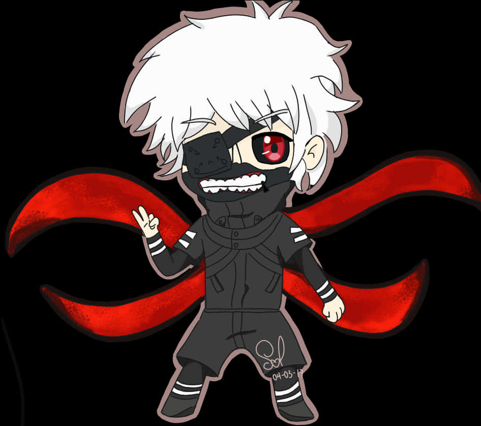 Chibi Kaneki akiwa na Kagune Picha ya Ukuta