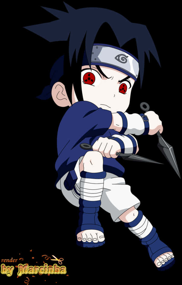 Chibi Sasuke Tayari kwa Vita Picha ya Ukuta