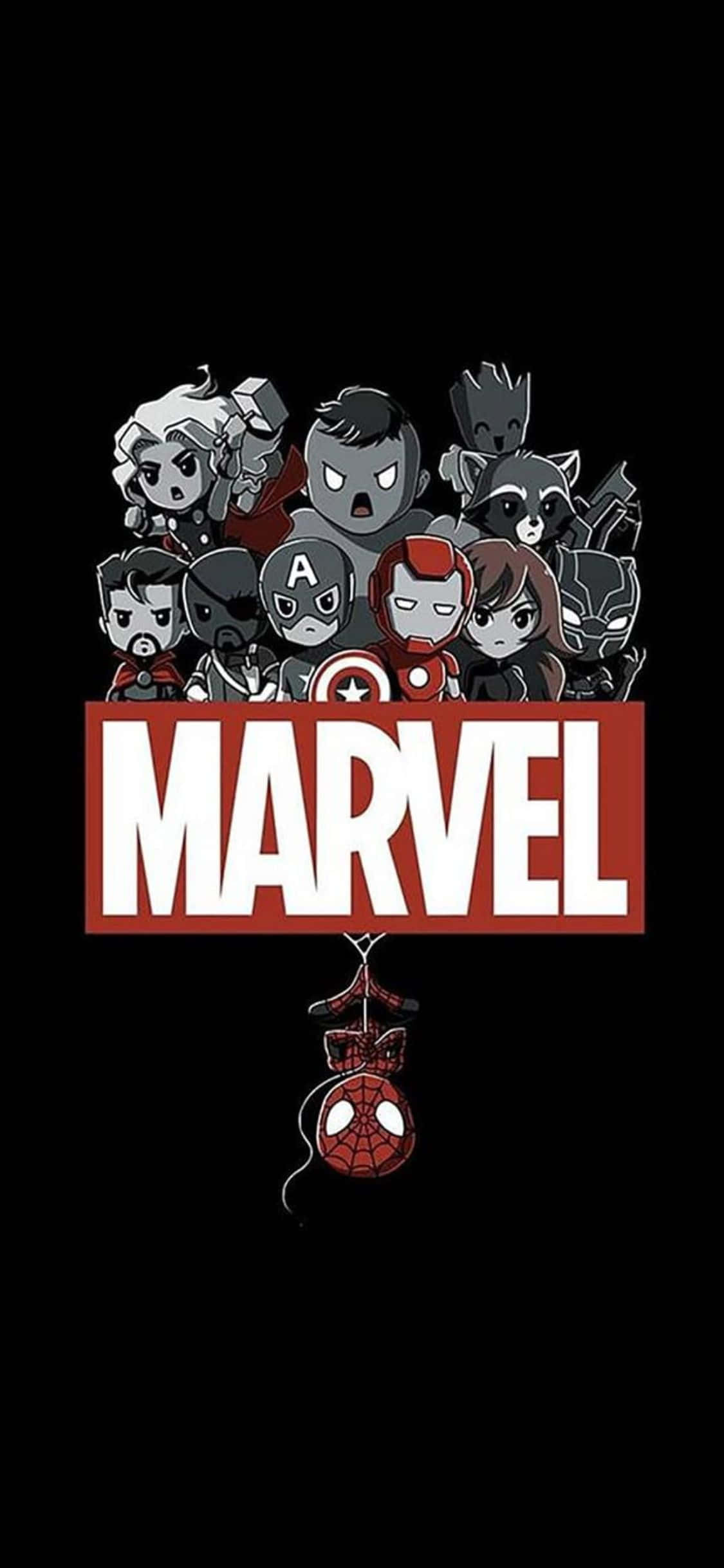 Chibi Superheroes iPhone XS Marvel Latar Picha ya Ukuta