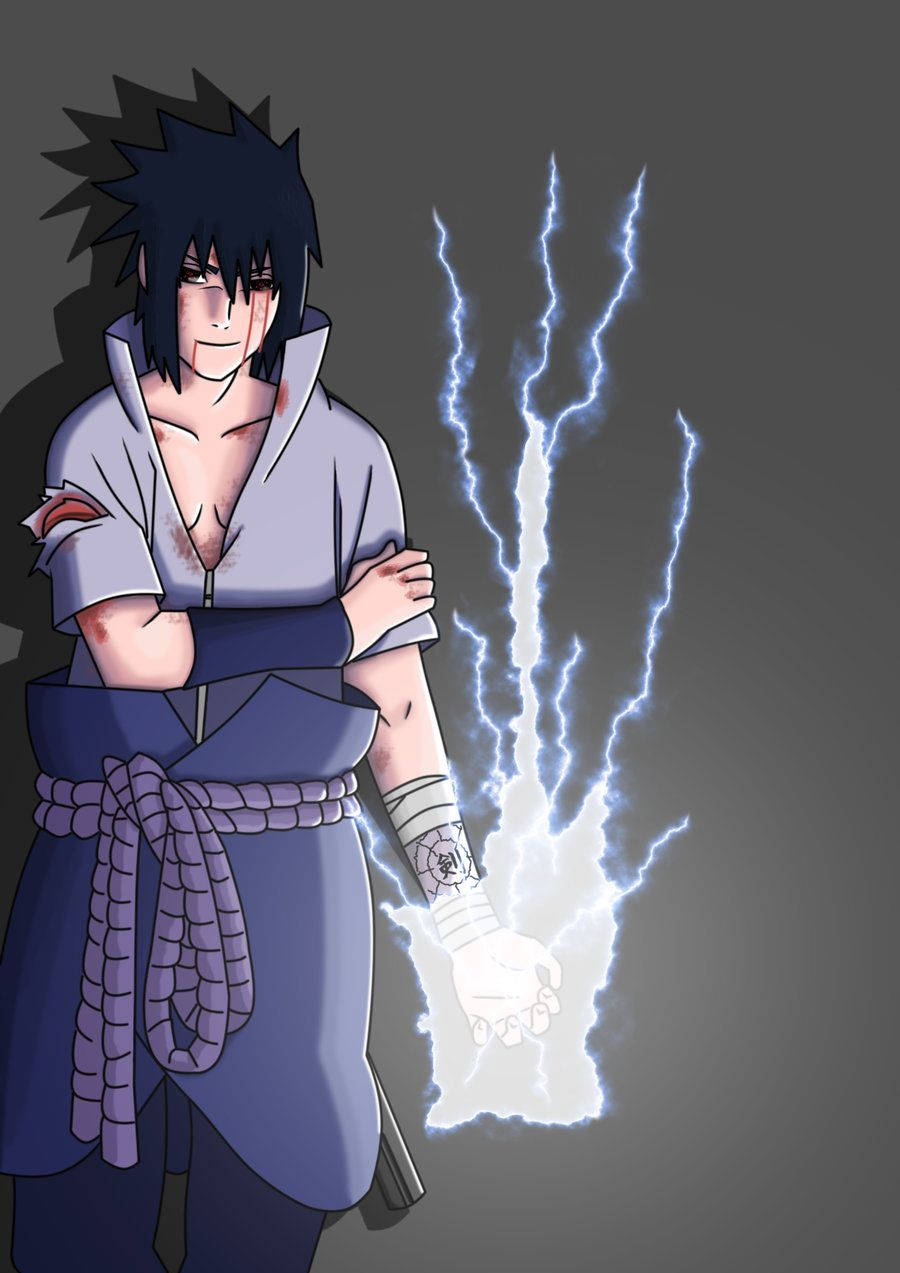 Chidori Hand Jutsu ya Kasi ya Umeme na Sasuke Uchiha Picha ya Ukuta