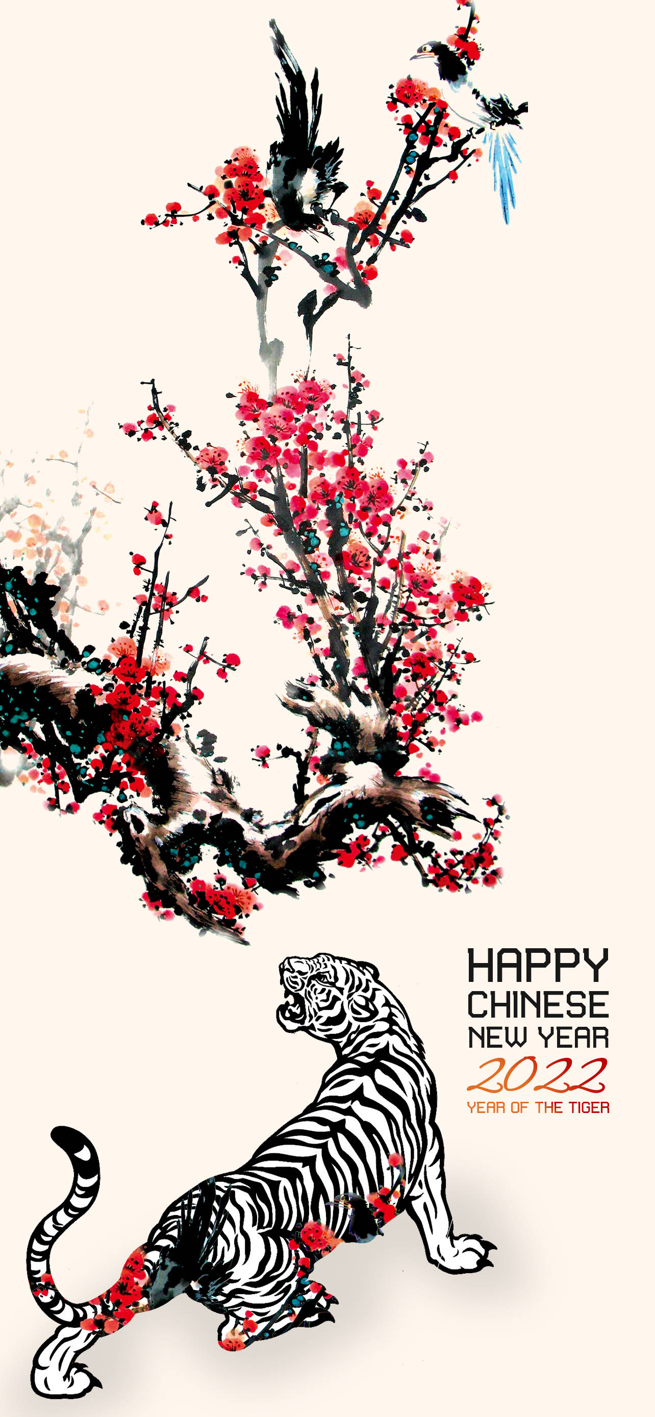 Chinese New Year Wood Tiger Picha ya Ukuta