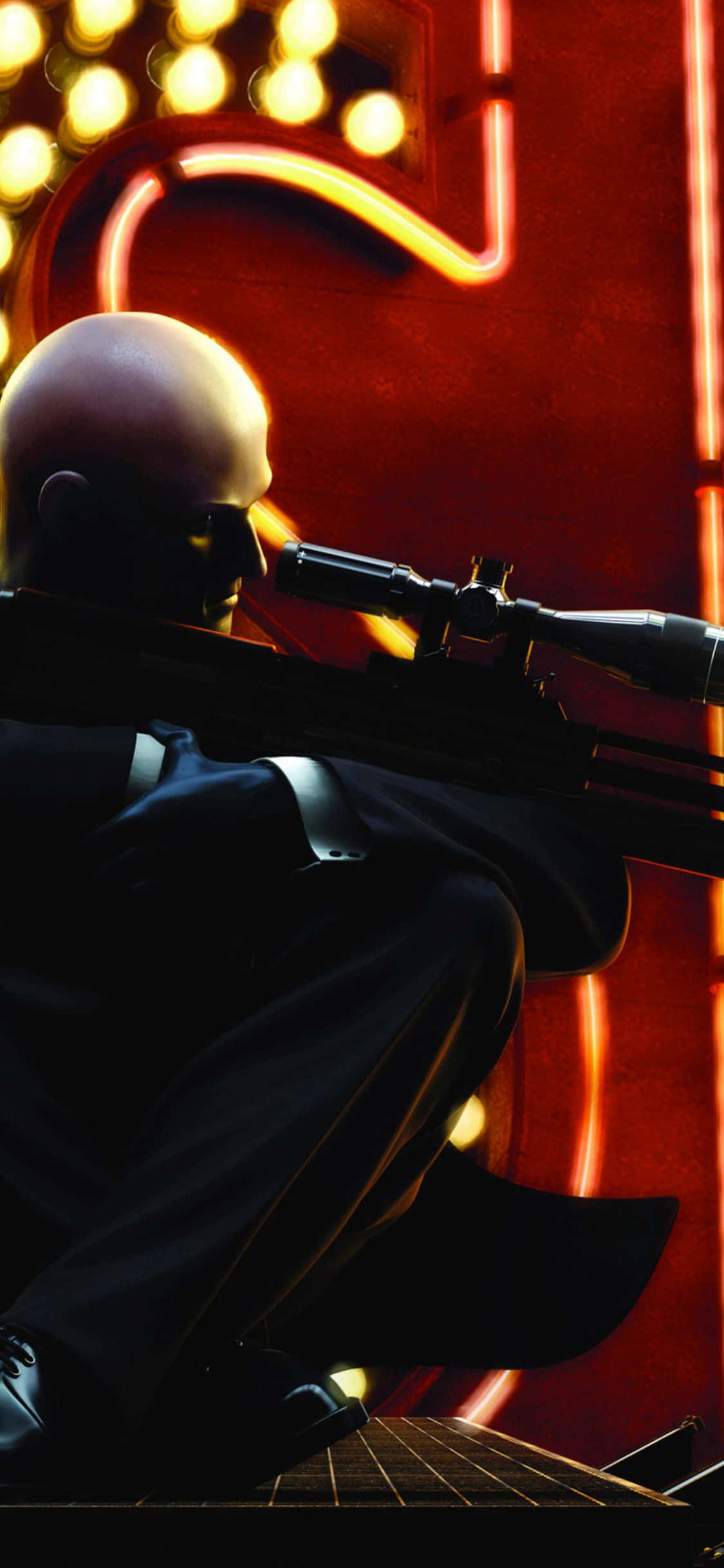 "Take on contracts in style with the iPhone X and Hitman Absolution." Picha ya Ukuta