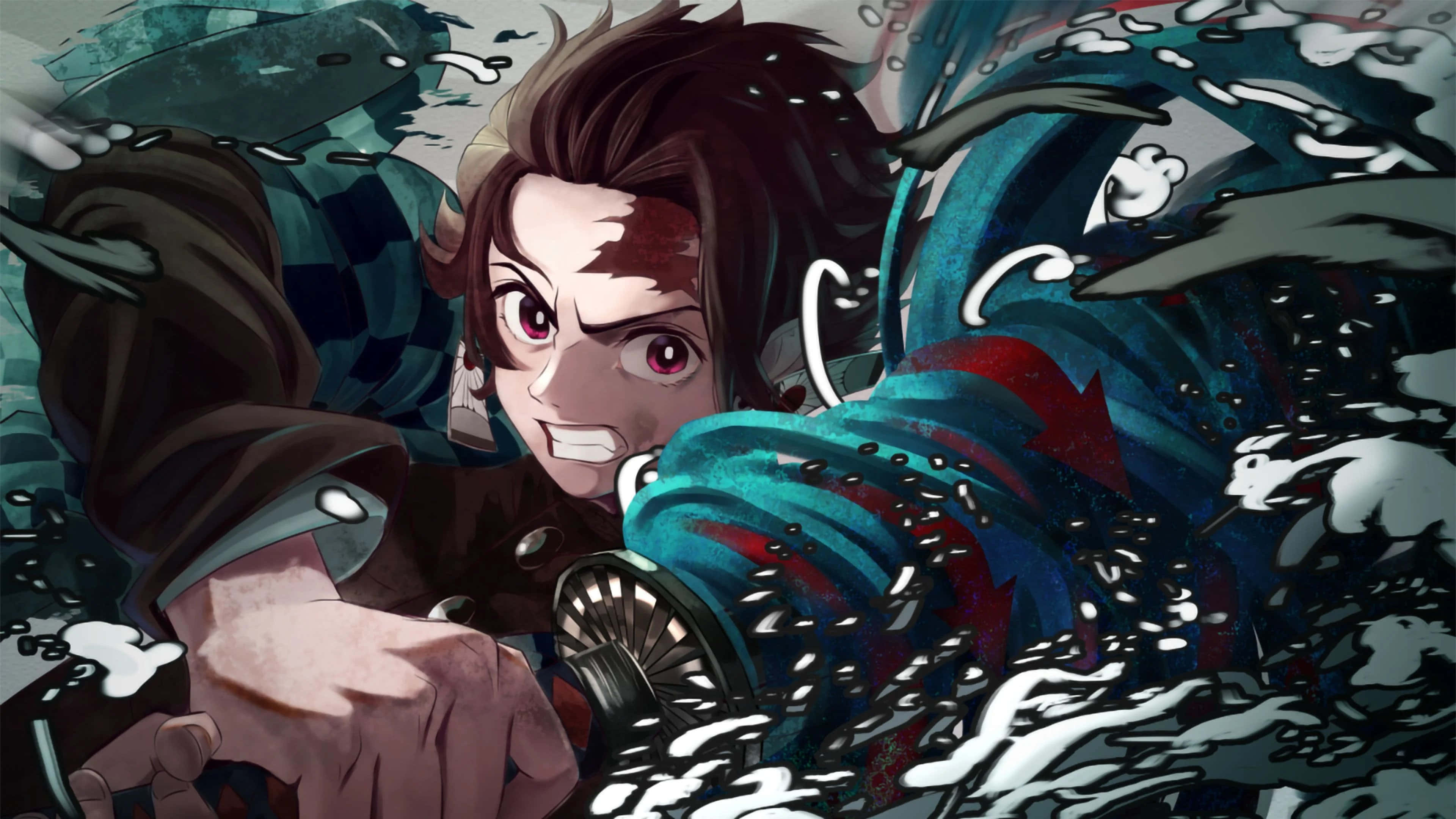 Chukua ulimwengu na Tanjiro kutoka Demon Slayer Picha ya Ukuta