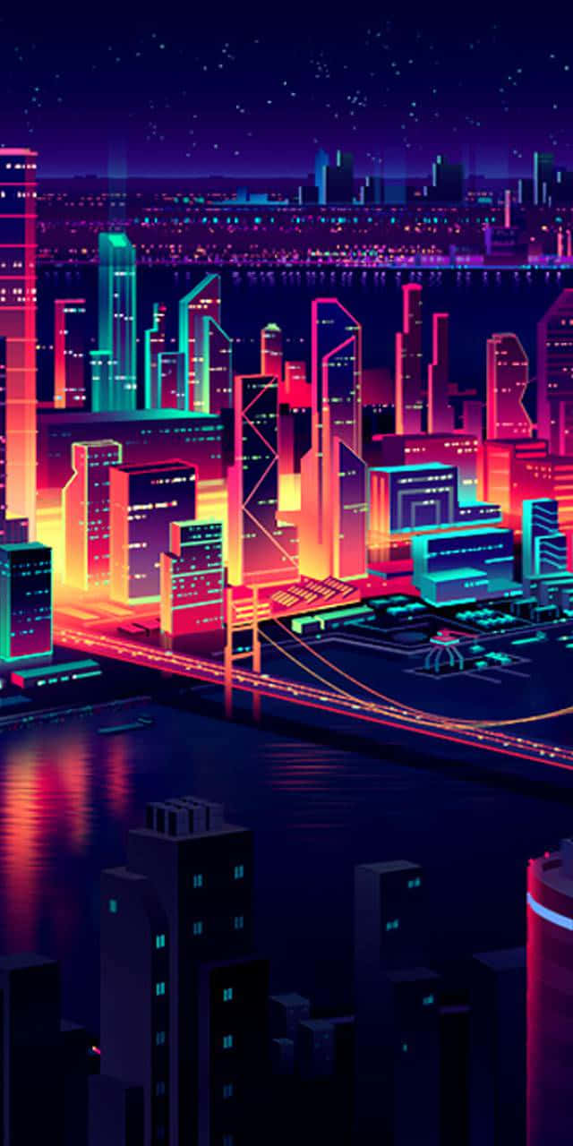 Chunguza mwanga wa kuvutia wa Neon City Picha ya Ukuta