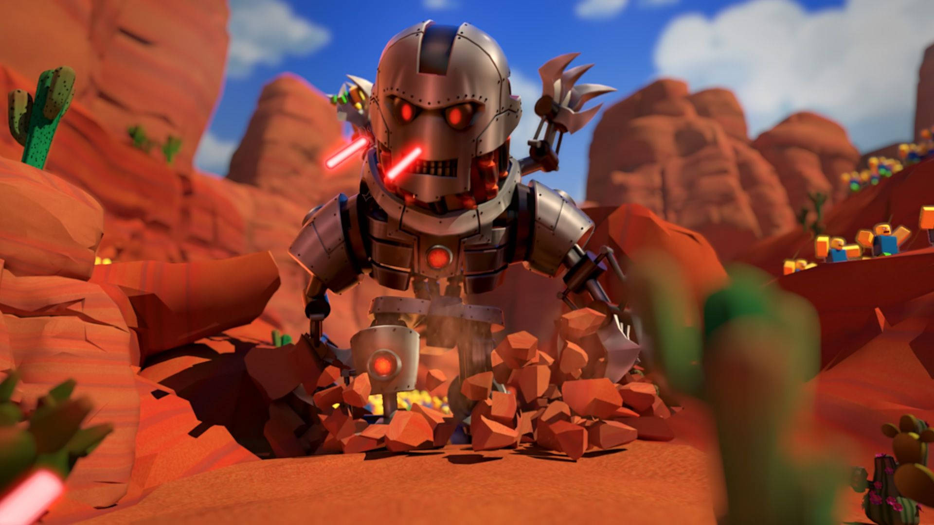 Chunguza na Cheza kwenye Roblox kwa Avatar ya Roboti Picha ya Ukuta