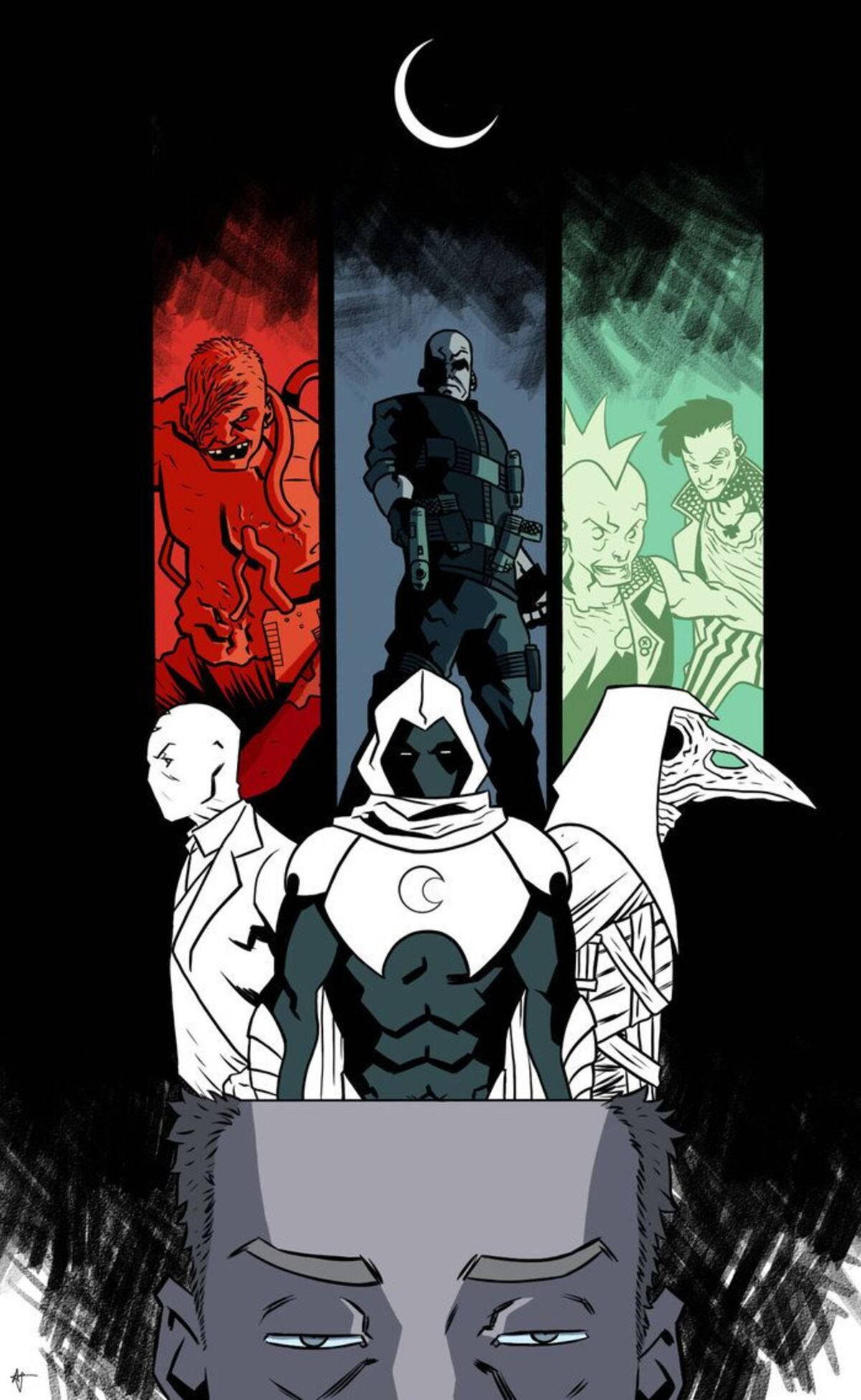 Collage Moon Knight Simu Picha ya Ukuta