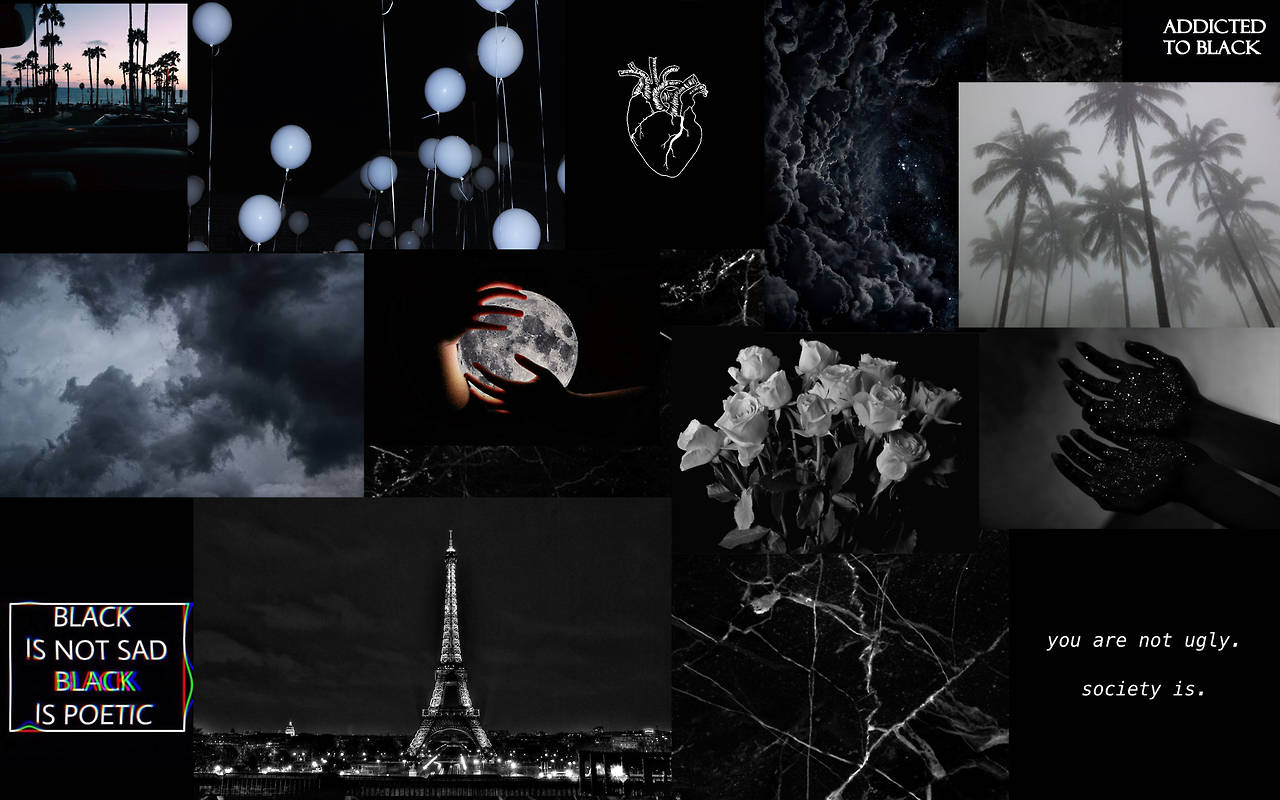 Collage Nyeusi Kutoka Pinterest Kwa Laptopu Picha ya Ukuta