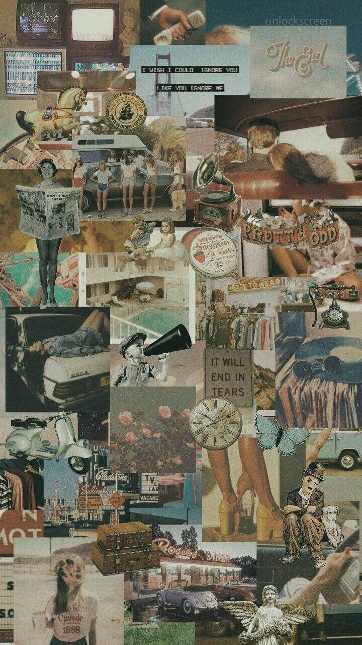 Collage ya Aesthetic ya Vitu Vya Kale Picha ya Ukuta