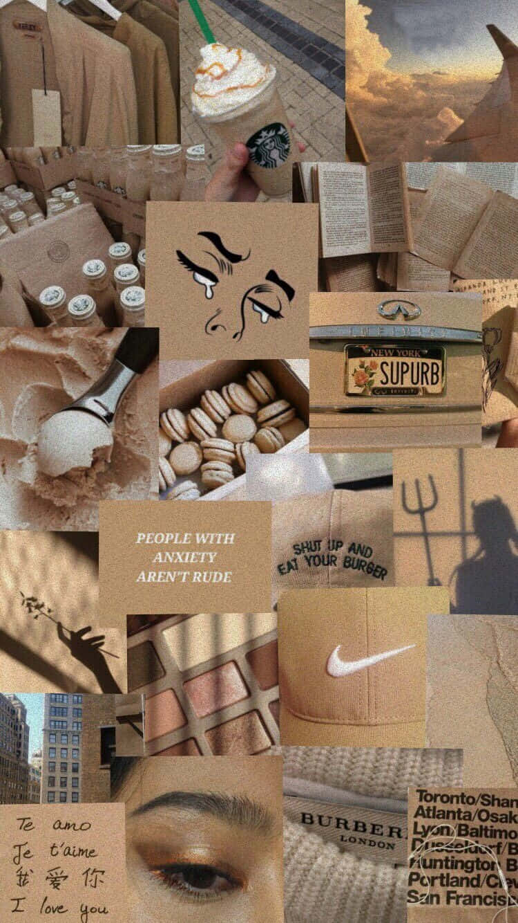 Collage ya Rangi ya Brown Pastel Picha ya Ukuta