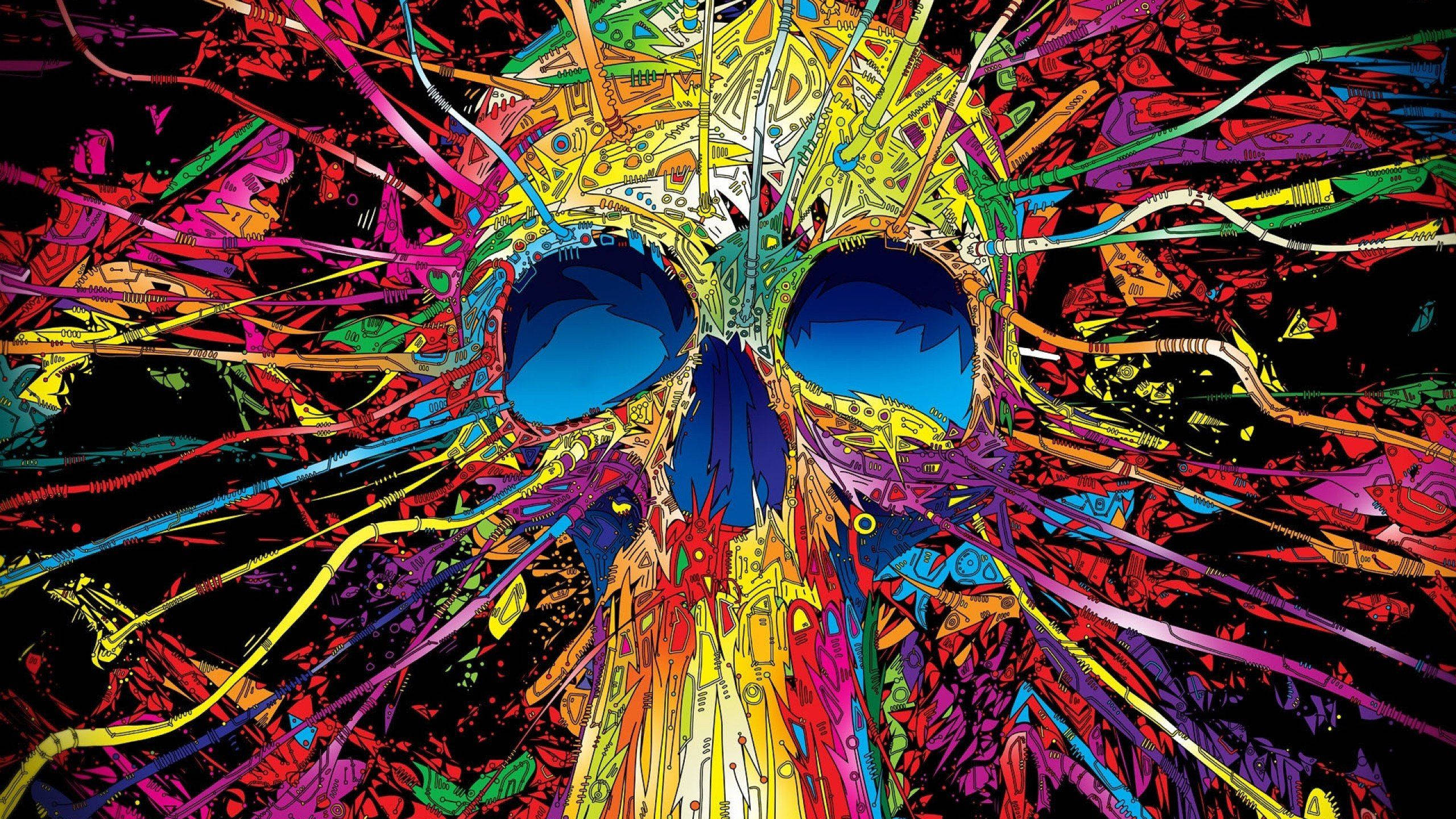 Colorful Doodle Skull Picha ya Ukuta