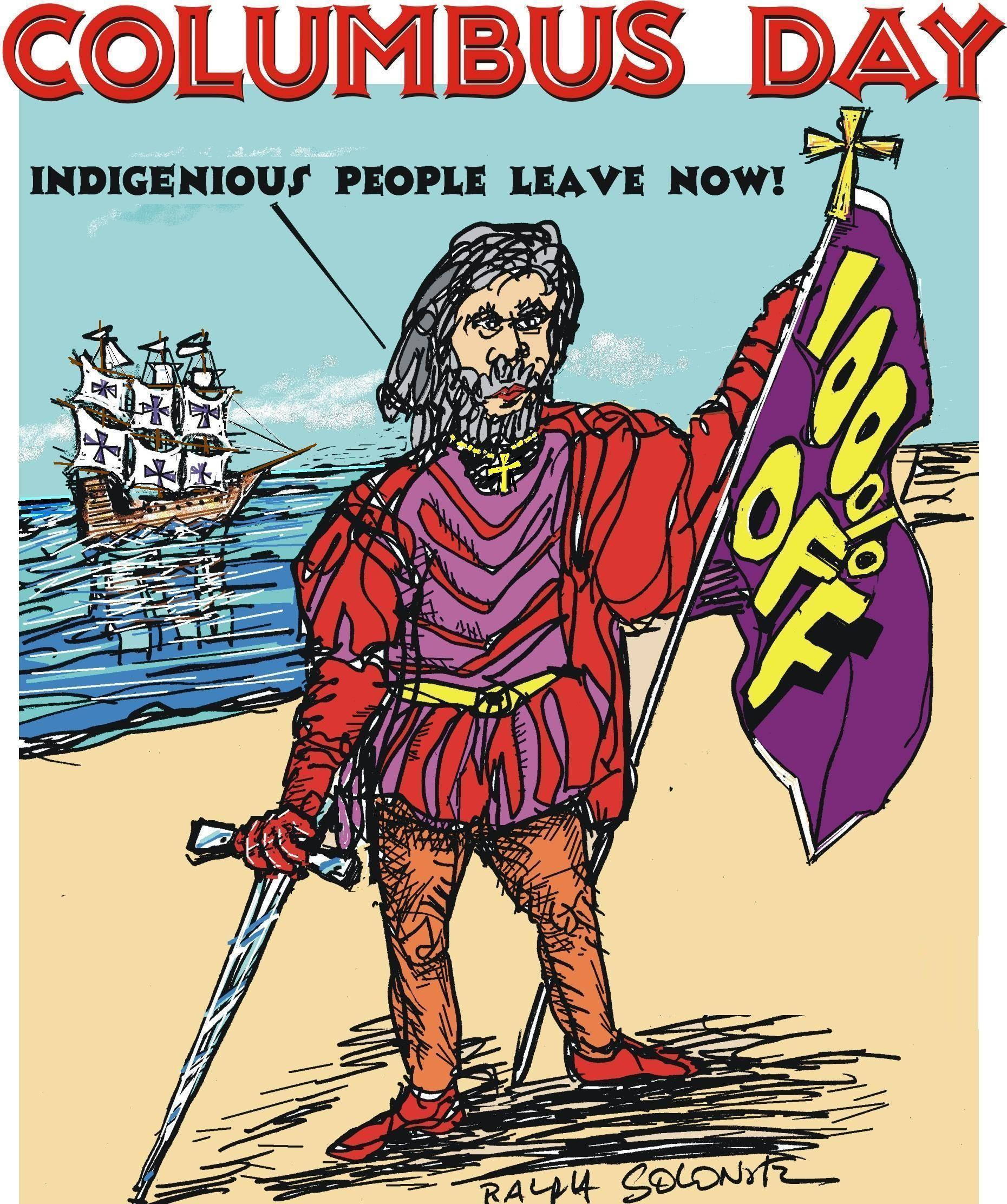 Columbus Day Comic Art Picha ya Ukuta
