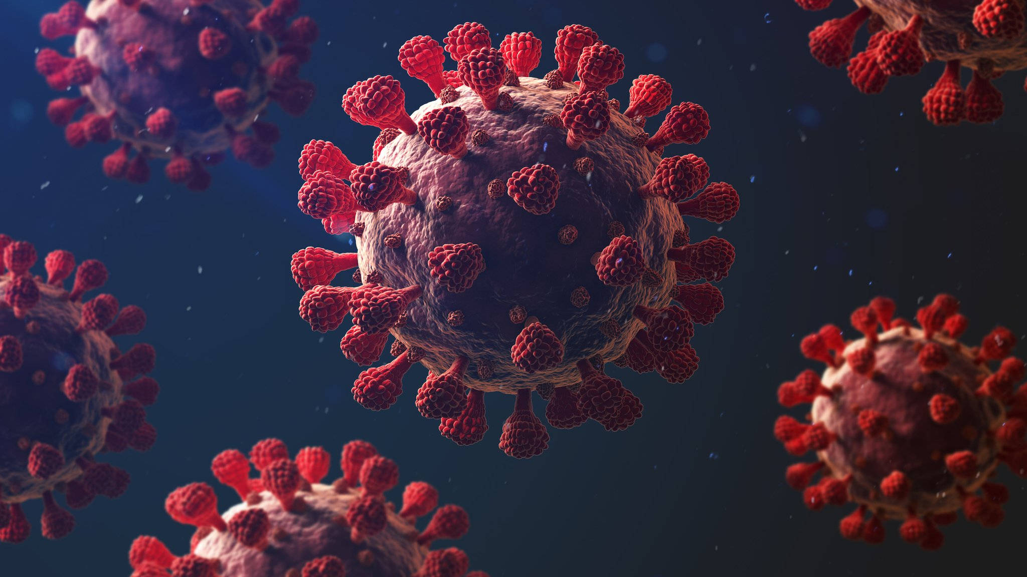 Coronavirus yenye Miiba Nyekundu Picha ya Ukuta