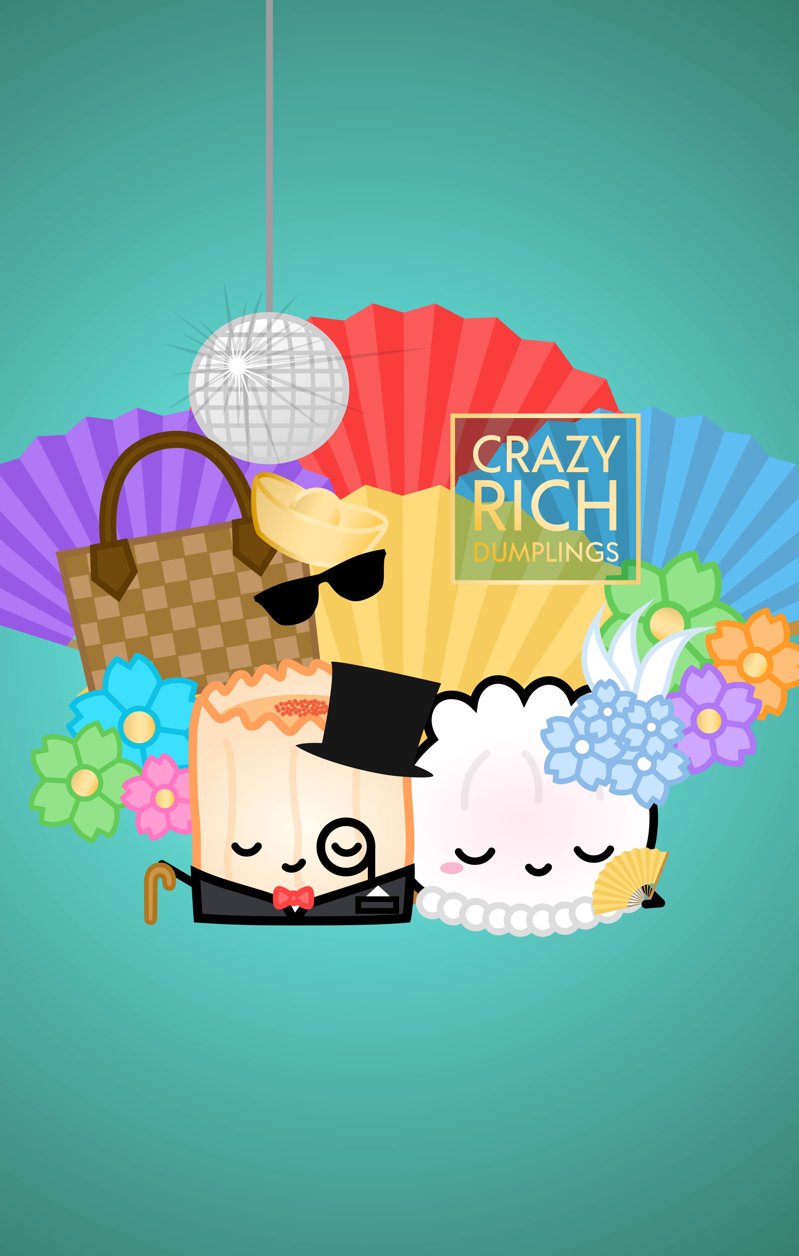 Crazy Rich Asians Cute Vector Art Picha ya Ukuta