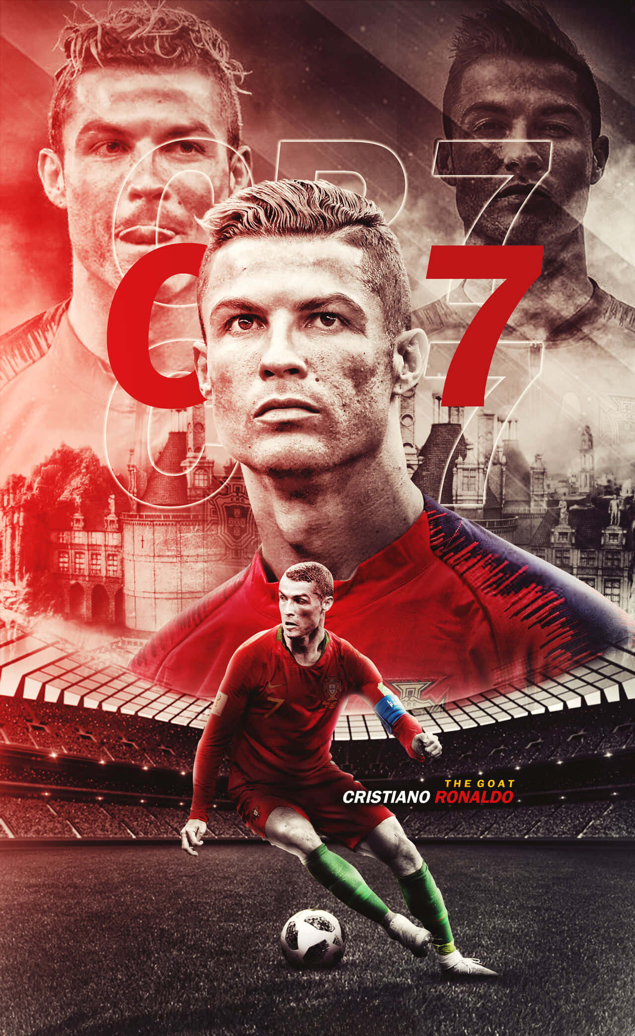 Cristiano Ronaldo akijionesha kwa ujasiri uwanjani Picha ya Ukuta