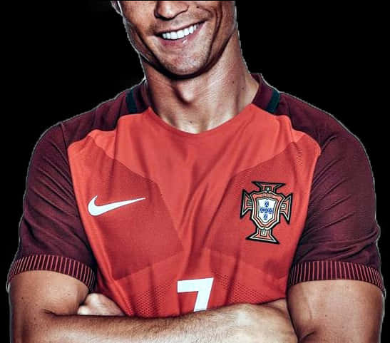 Cristiano Ronaldo Akitabasamu Amevaa Jersey ya Ureno Picha ya Ukuta