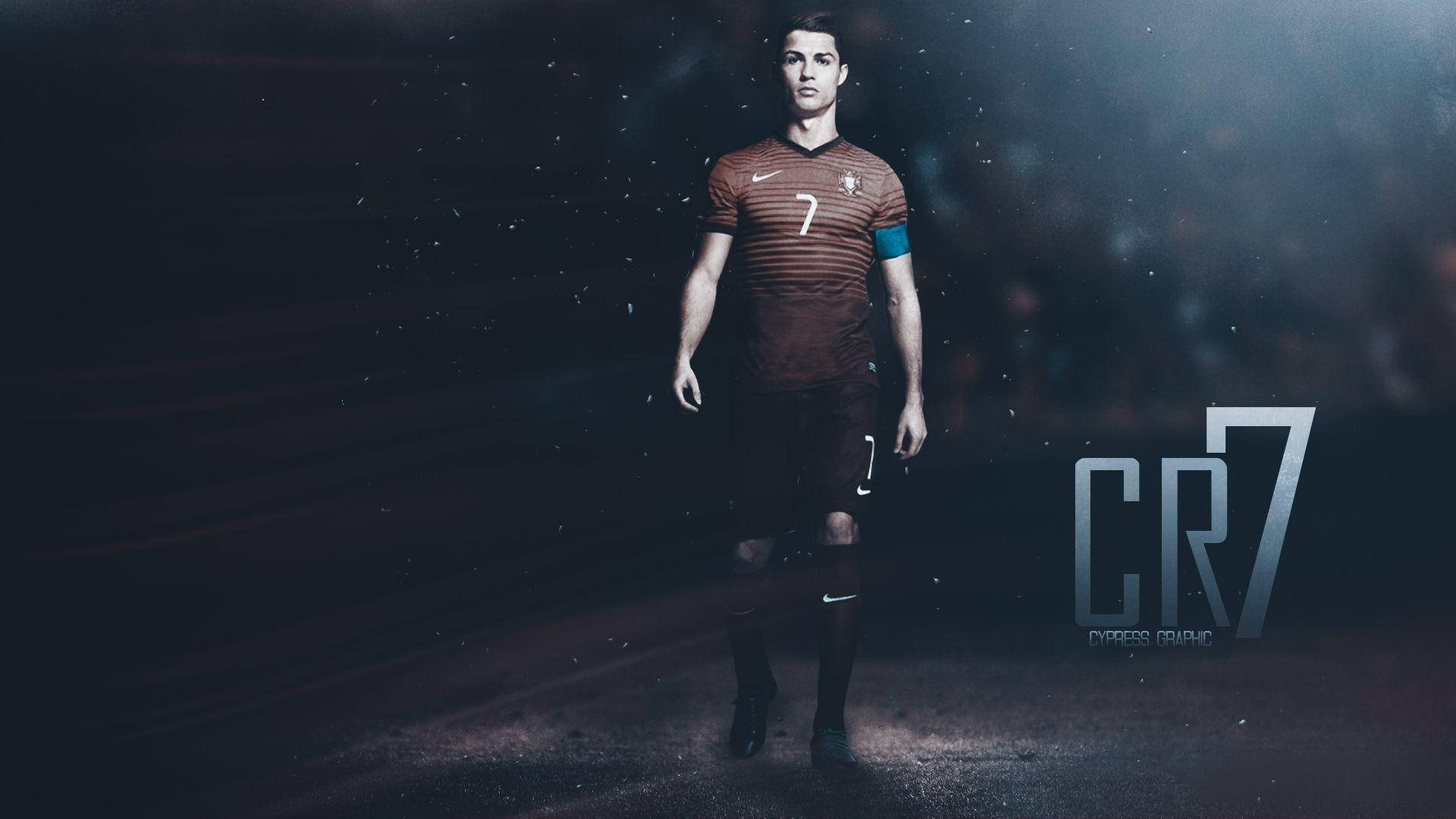 Cristiano Ronaldo akiwa amevalia sare nyekundu ya kimataifa ya Ureno Picha ya Ukuta
