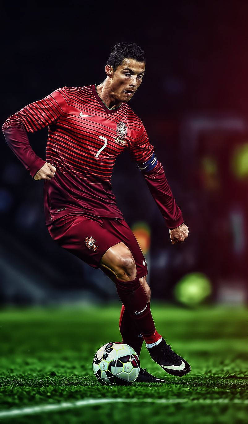 Cristiano Ronaldo akiwa katikati ya hatua. Picha ya Ukuta