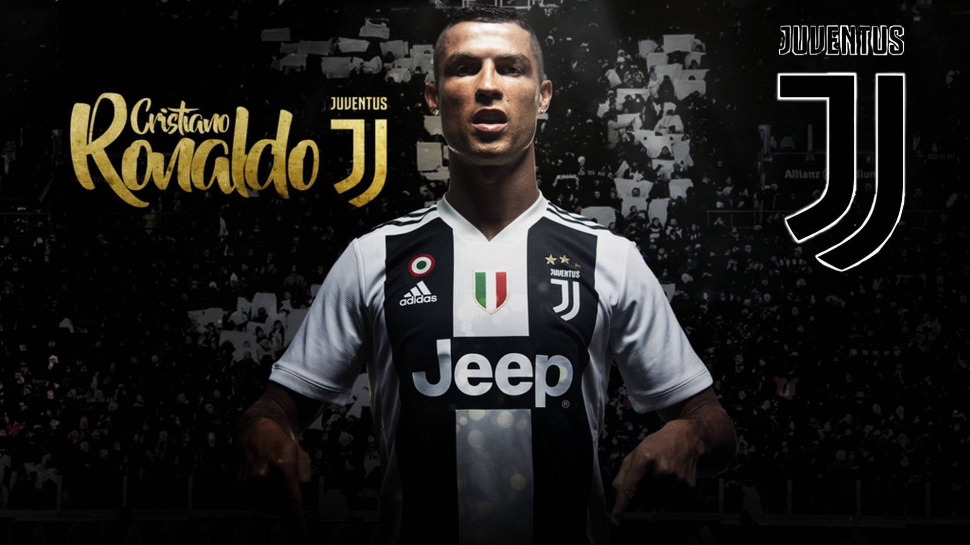 Cristiano Ronaldo akiwa kwenye jezi yake ya nyumbani akijiandaa kuingia uwanjani kama sehemu ya kikosi kikubwa cha Juventus Picha ya Ukuta