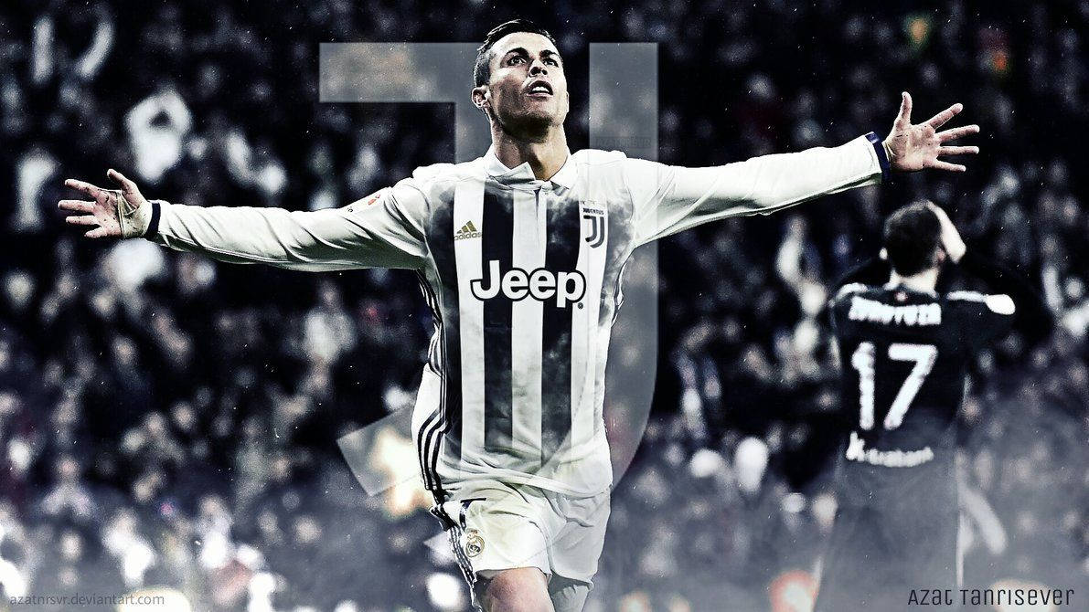 Cristiano Ronaldo anaonyesha jezi yake mpya ya Juventus Picha ya Ukuta