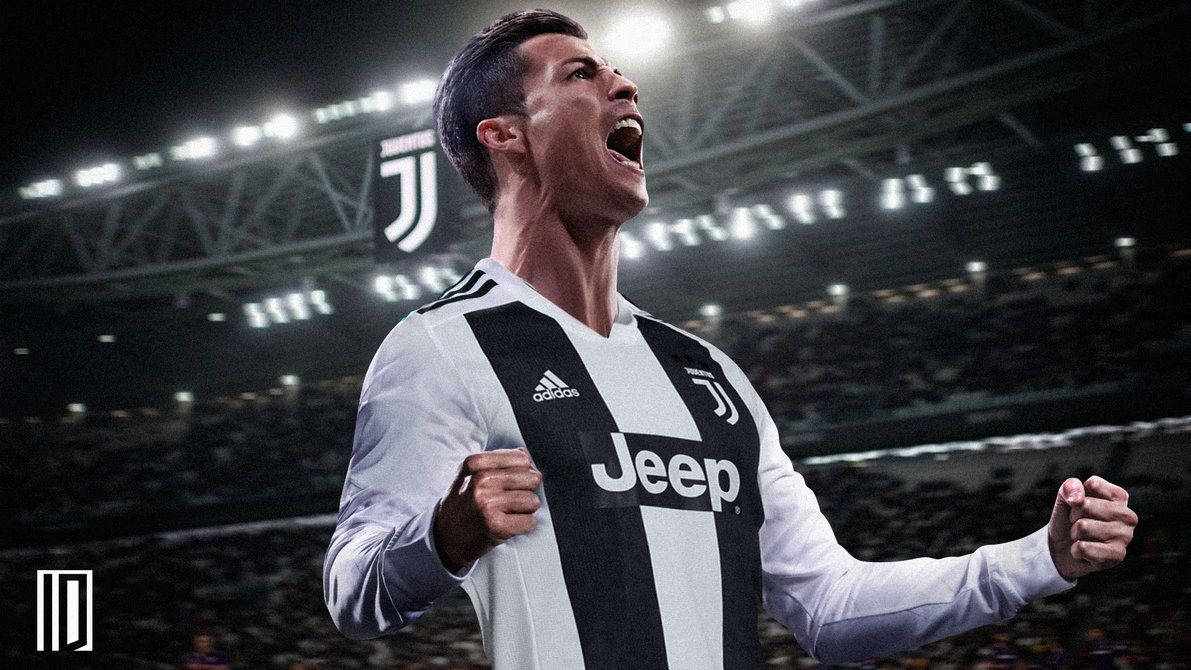 Cristiano Ronaldo anasherehekea ushindi wake Picha ya Ukuta