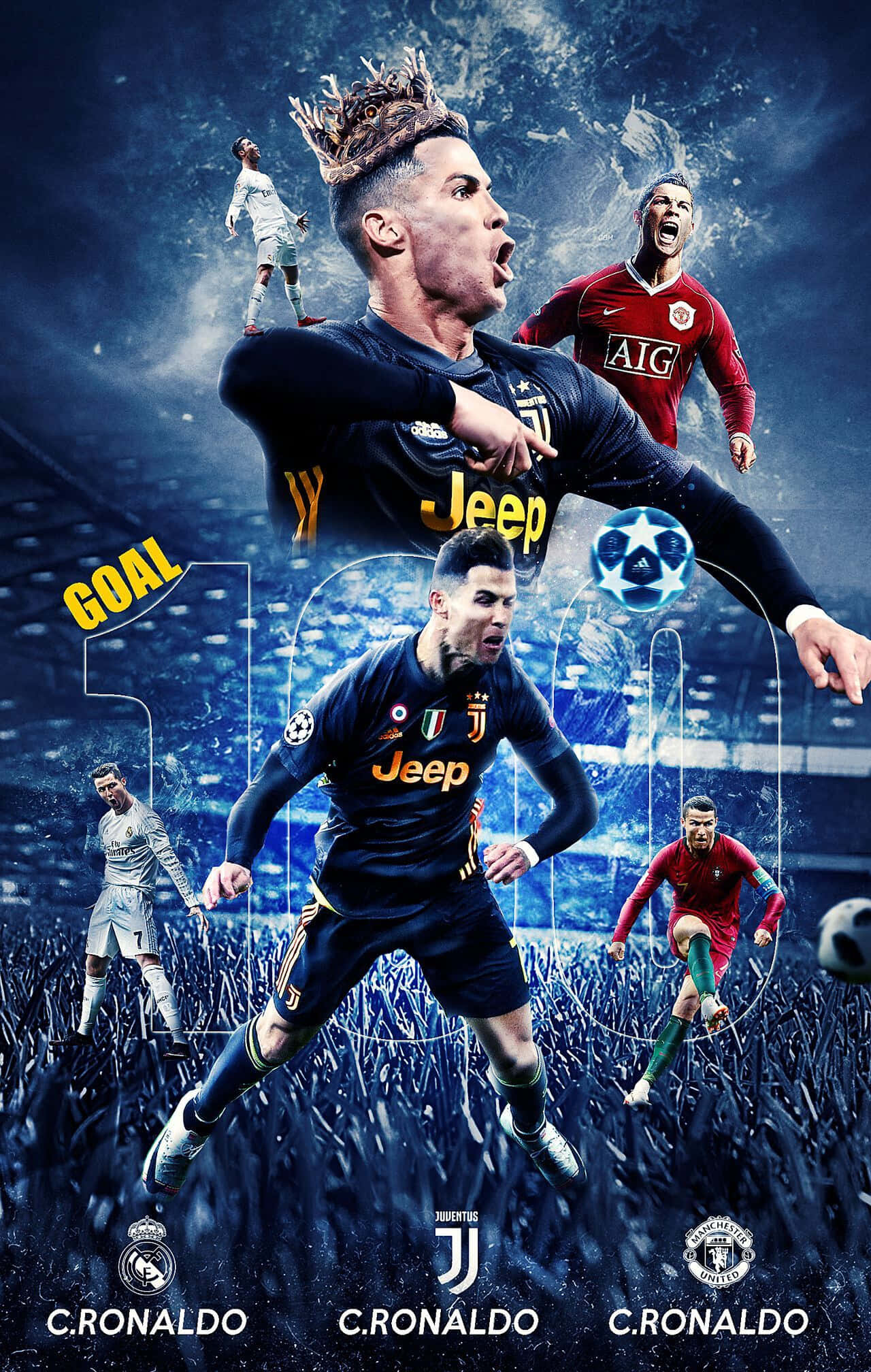 Cristiano Ronaldo in action on the field Picha ya Ukuta