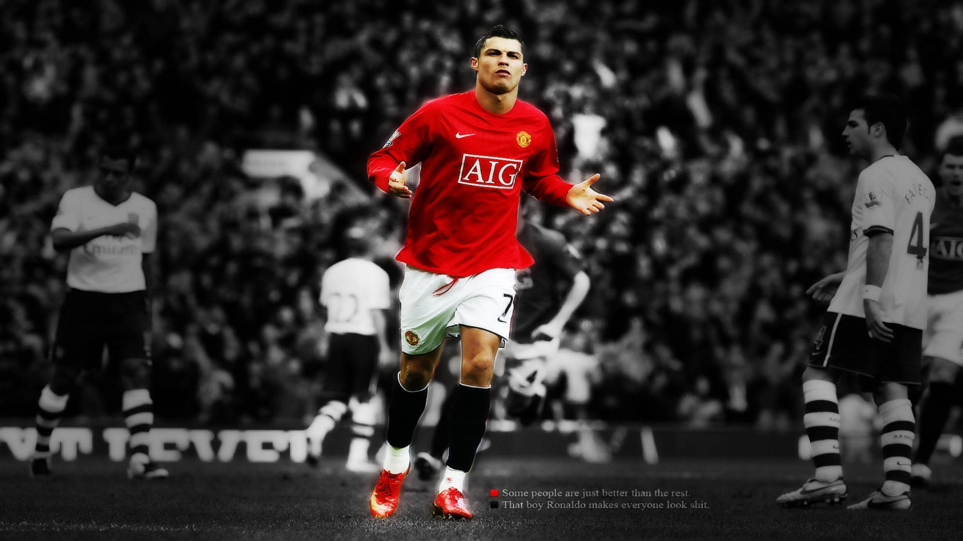 Cristiano Ronaldo katika siku zake na Manchester United. Picha ya Ukuta