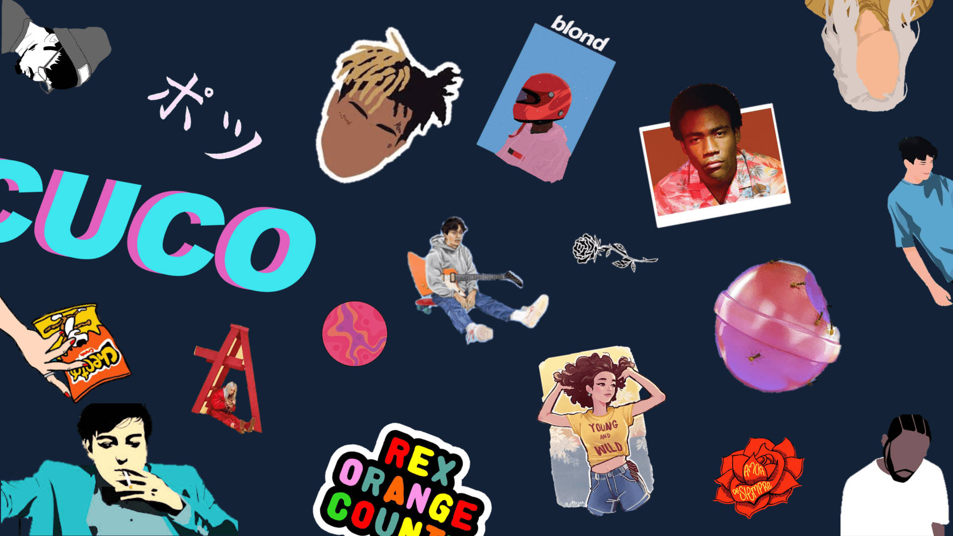 cuco - mchanganyiko wa stika zenye neno cuco Picha ya Ukuta