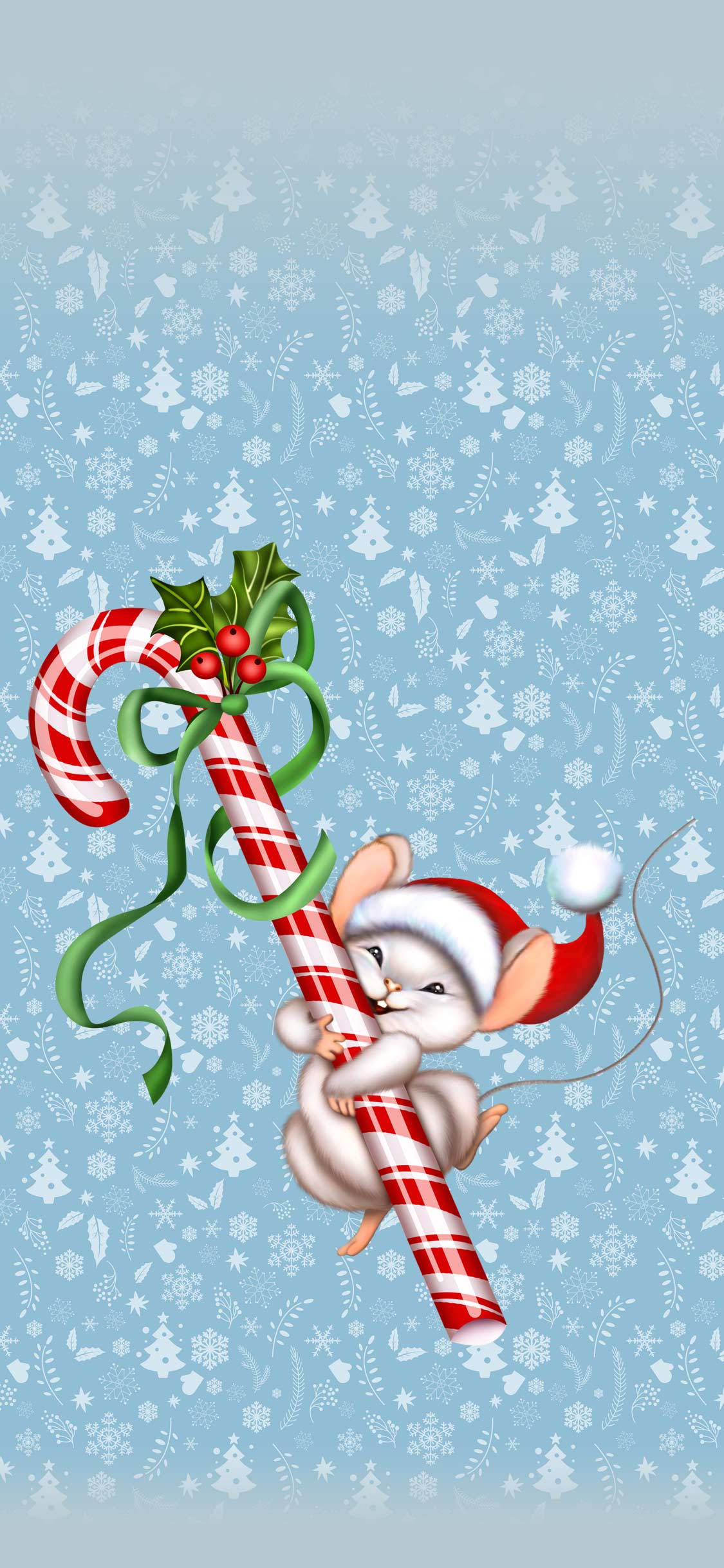Cute Candy Cane Mice Art Picha ya Ukuta