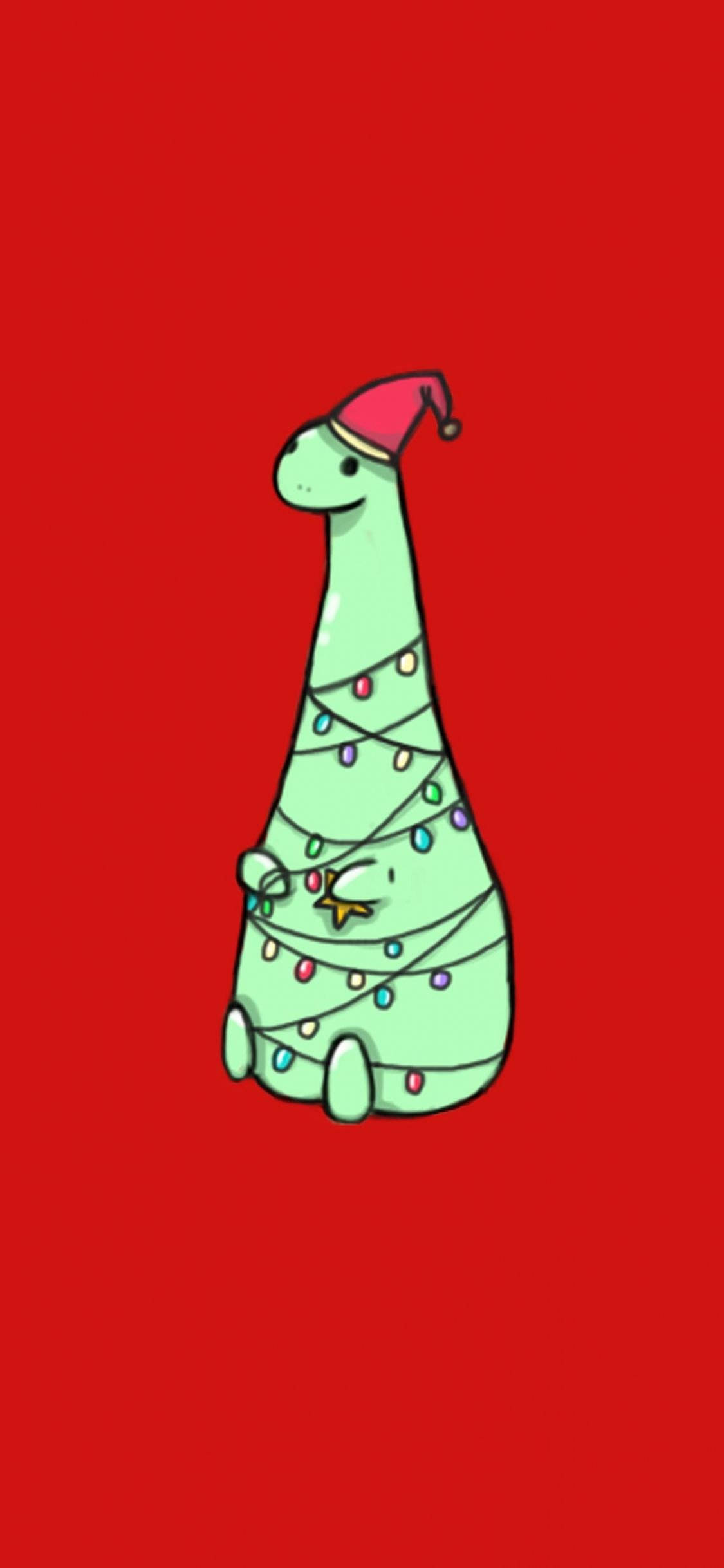 Cute Dinosaur Christmas Phone Picha ya Ukuta