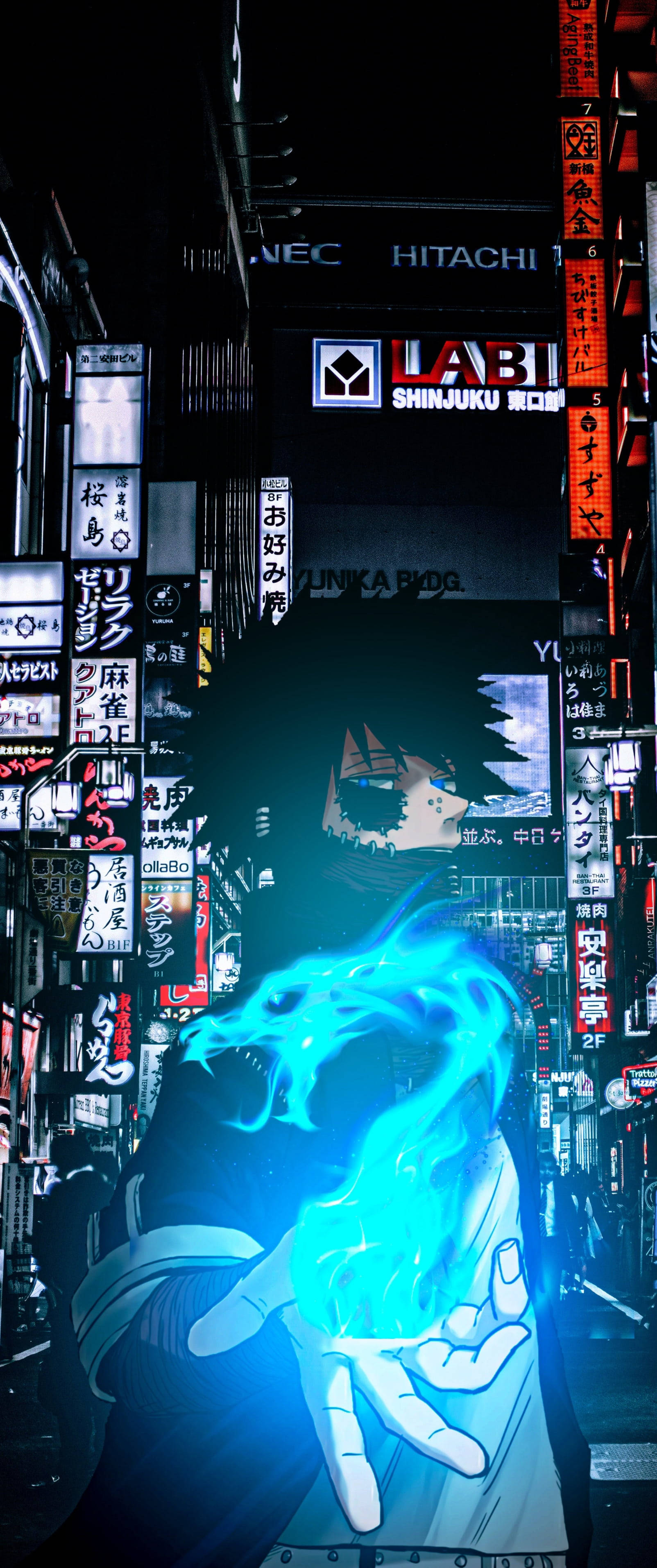 Dabi With Blue Fire In My Hero Academia Phone Picha ya Ukuta