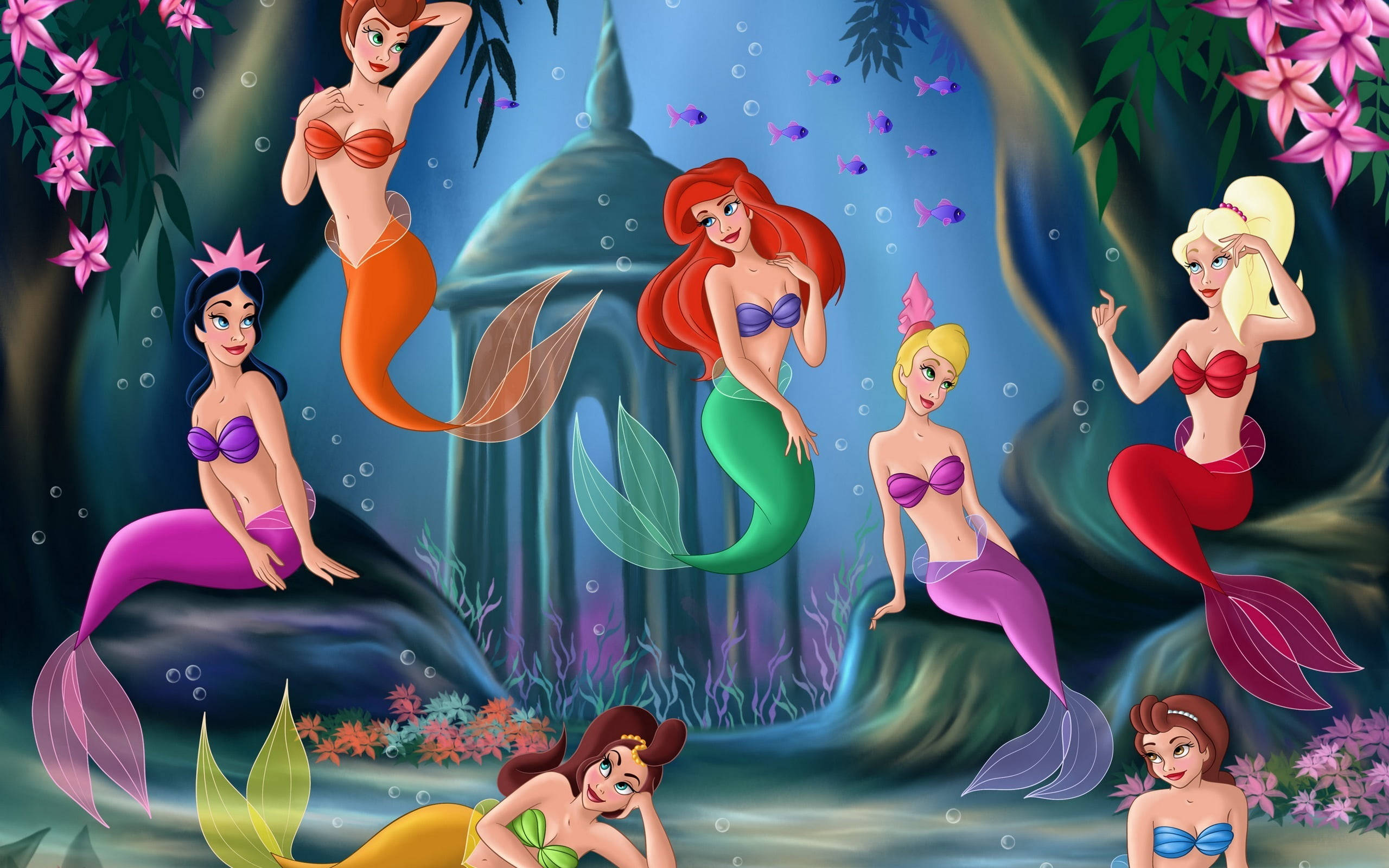 Dada wa Ariel wa Little Mermaid Wakishirikiana Picha ya Ukuta