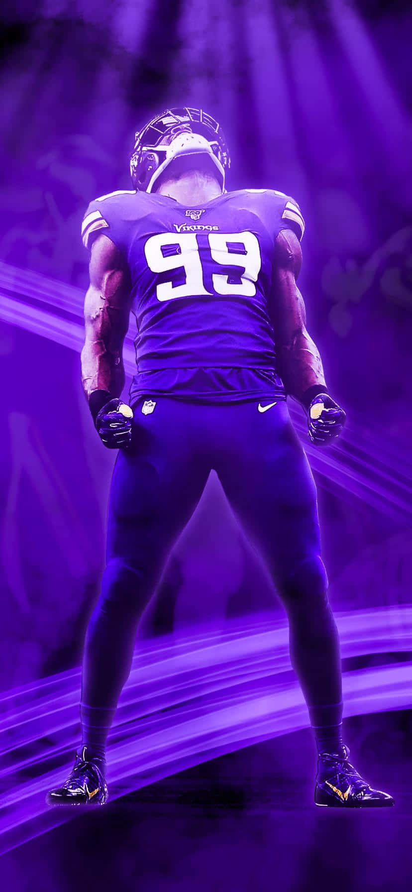 Danielle Hunter Minnesota Vikings Poster ya Rangi ya Zambarau Picha ya Ukuta