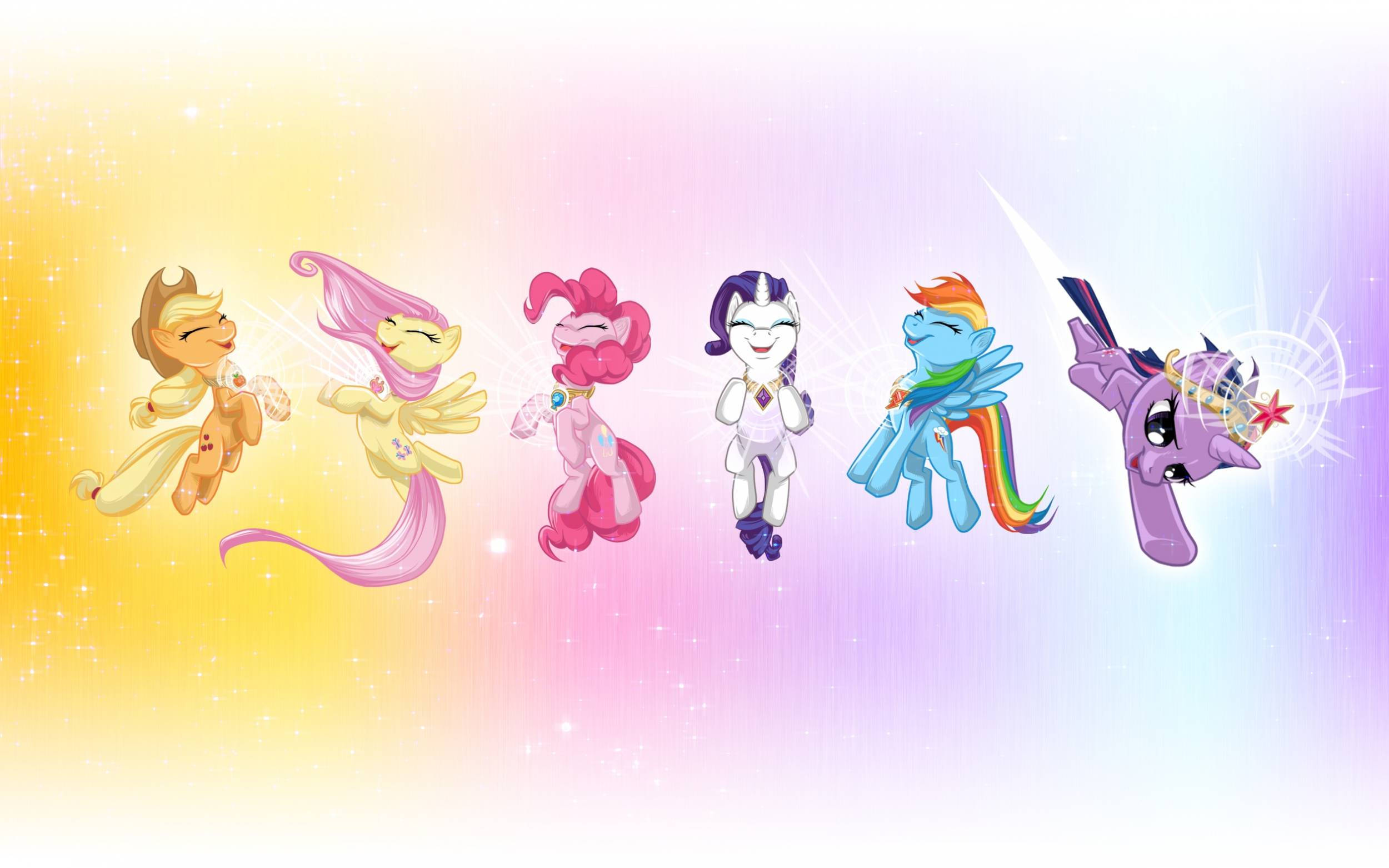 Dawati la Furaha la My Little Pony lenye Rangi Nyororo Picha ya Ukuta