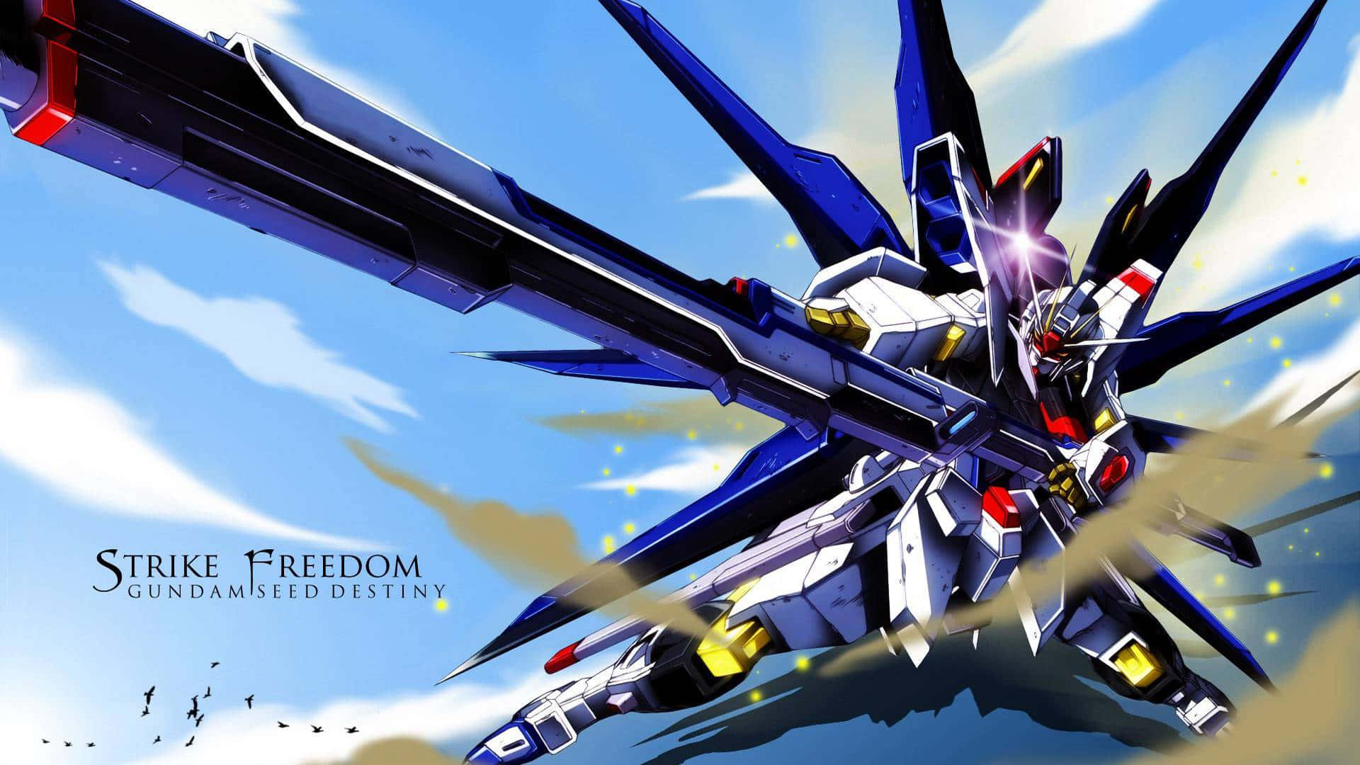 Dawati la Gundam la Bluu na Nyeupe Picha ya Ukuta