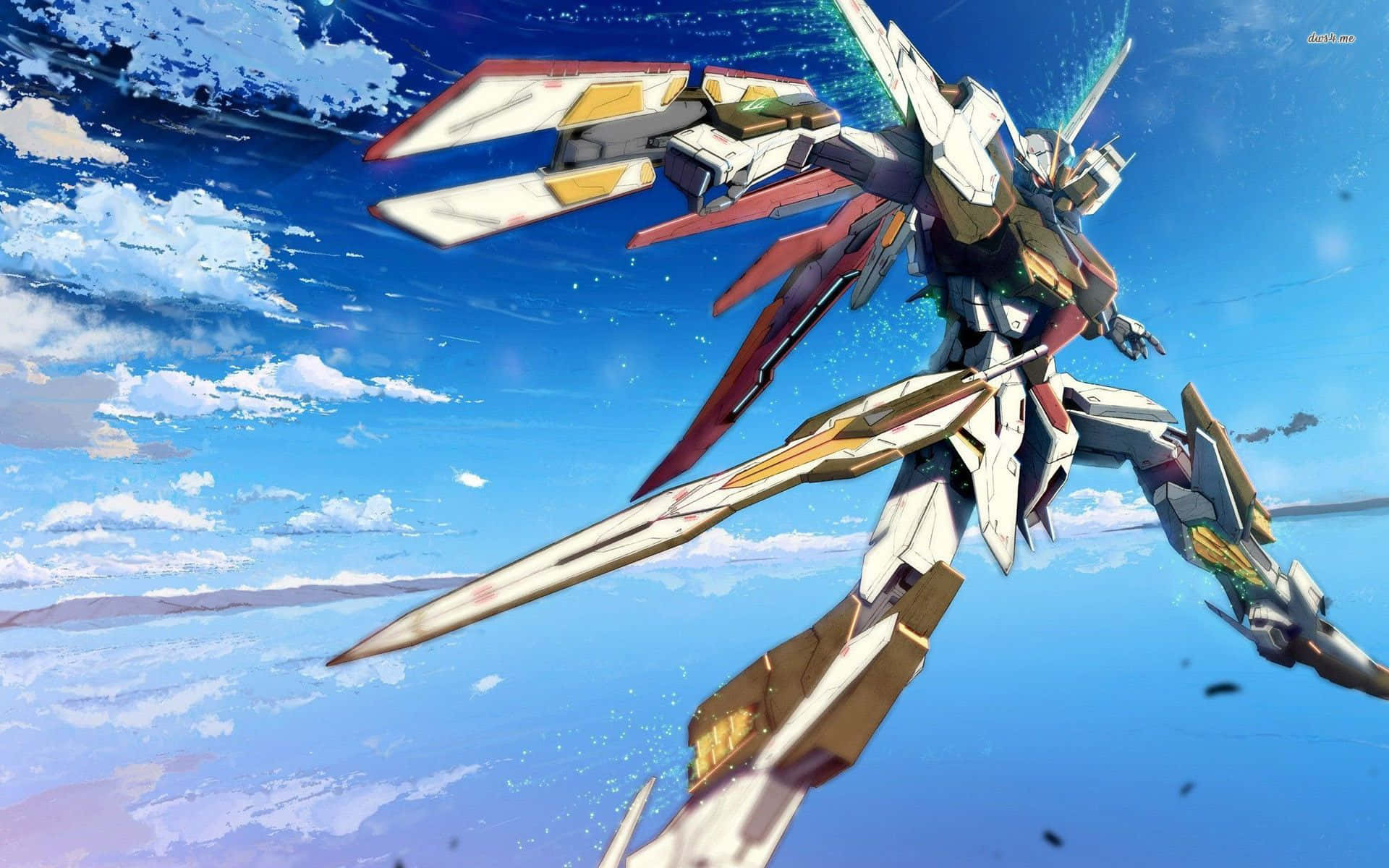 Dawati la Gundam la Njano na Nyeupe Picha ya Ukuta