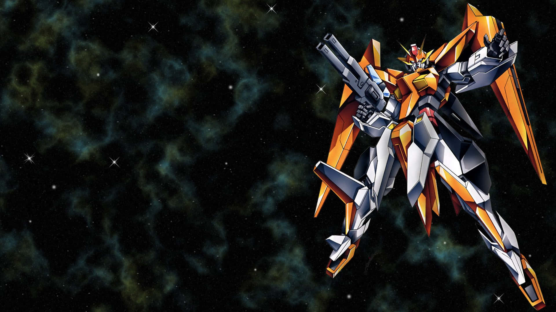 Dawati la Gundam la Rangi ya Chungwa na Nyeupe Picha ya Ukuta