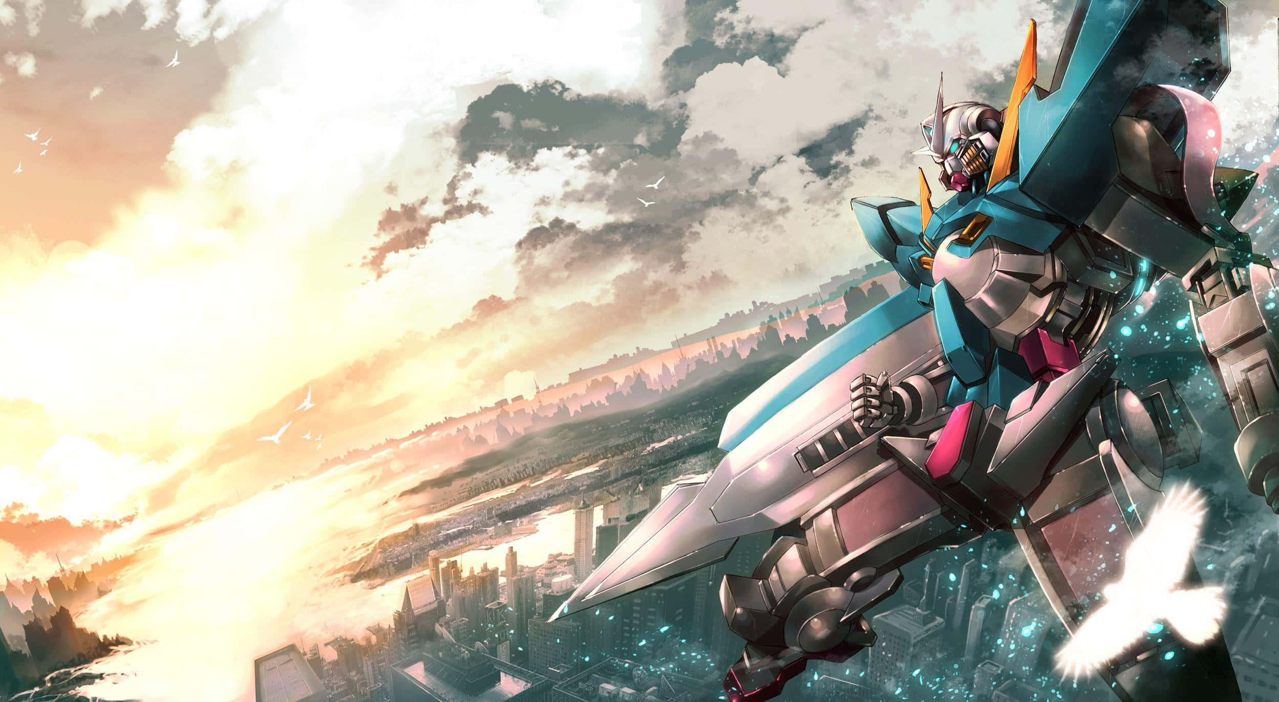 Dawati la Gundam la Rangi ya Teal Picha ya Ukuta