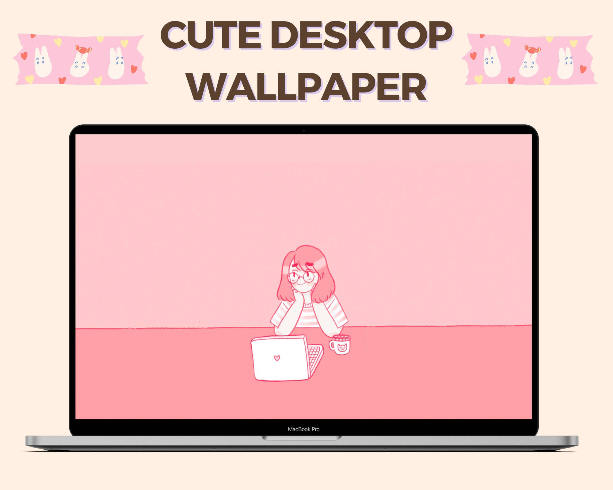 Dawati la Kompyuta la Kawaii Aesthetic Picha ya Ukuta