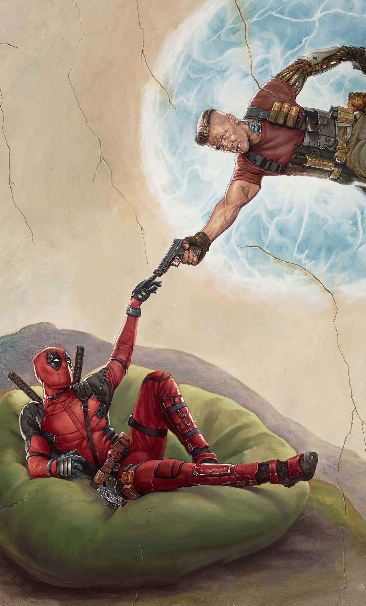 Deadpool Version Of Creation Of Adam 4K Picha ya Ukuta