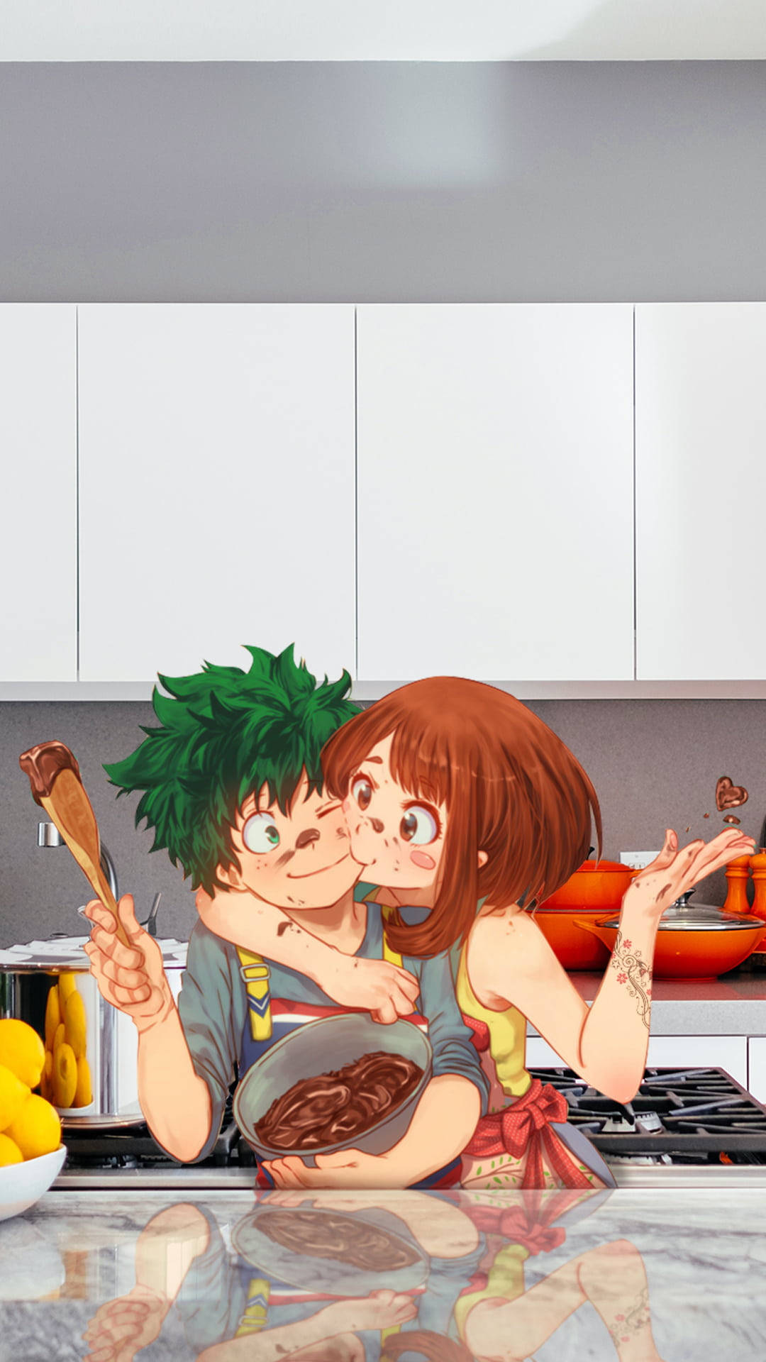 Deku na Uraraka Wazuri Picha ya Ukuta