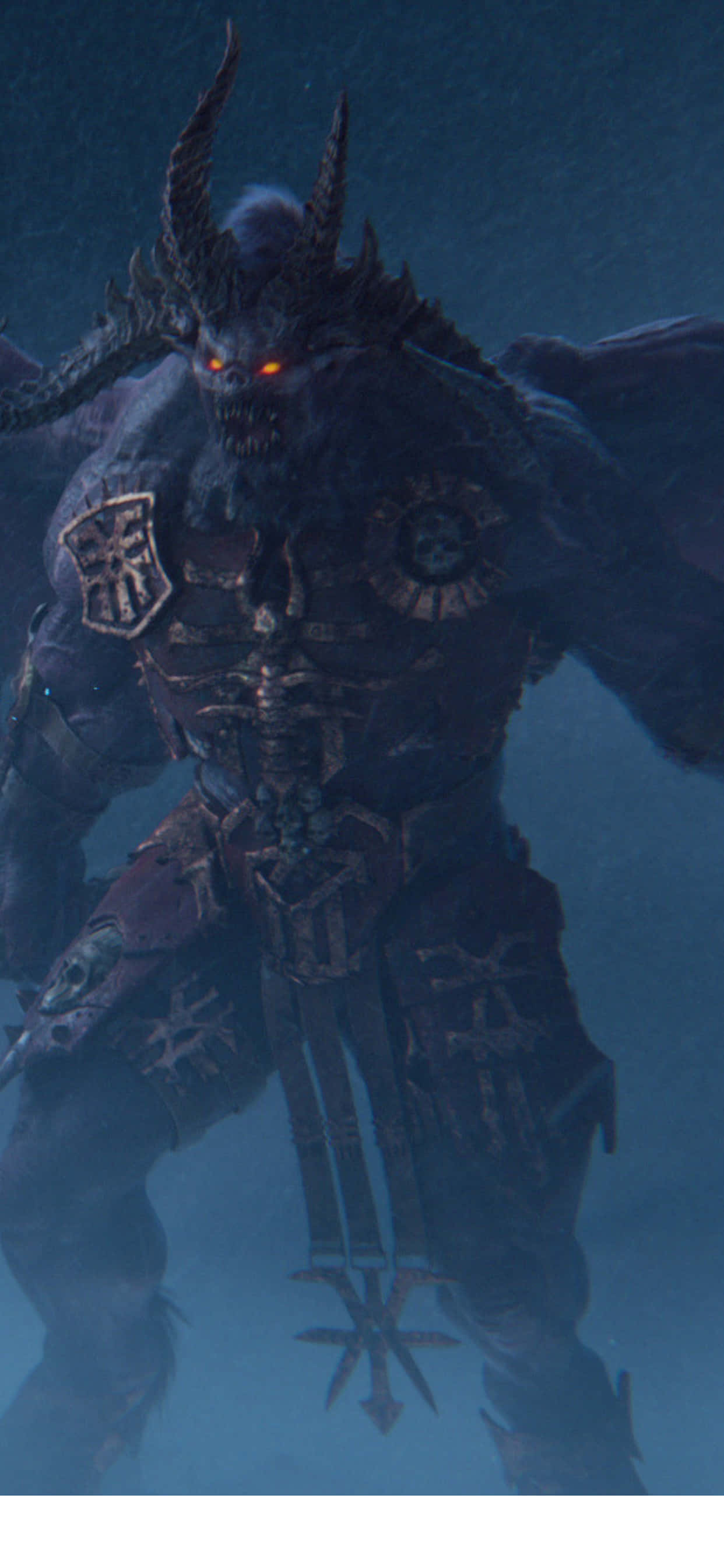a demon with horns standing in the snow Picha ya Ukuta