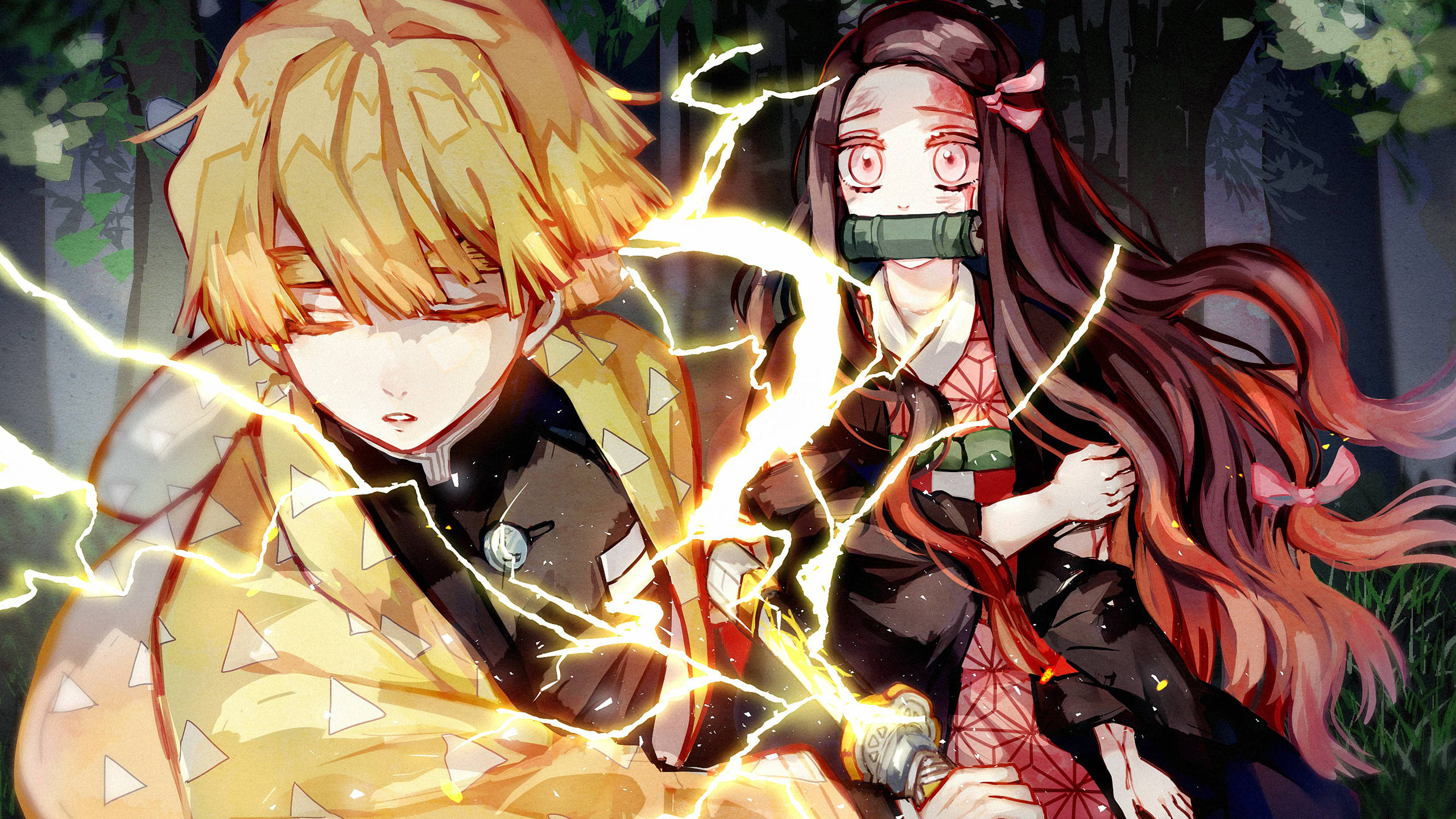 Demon Slayer Zenitsu Na Nezuko Picha ya Ukuta