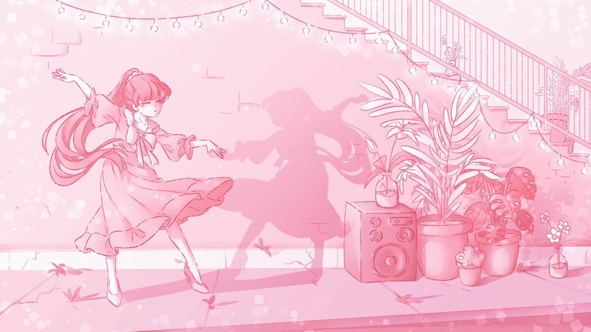 Densi wa Pink wa Rangi ya Anime Picha ya Ukuta
