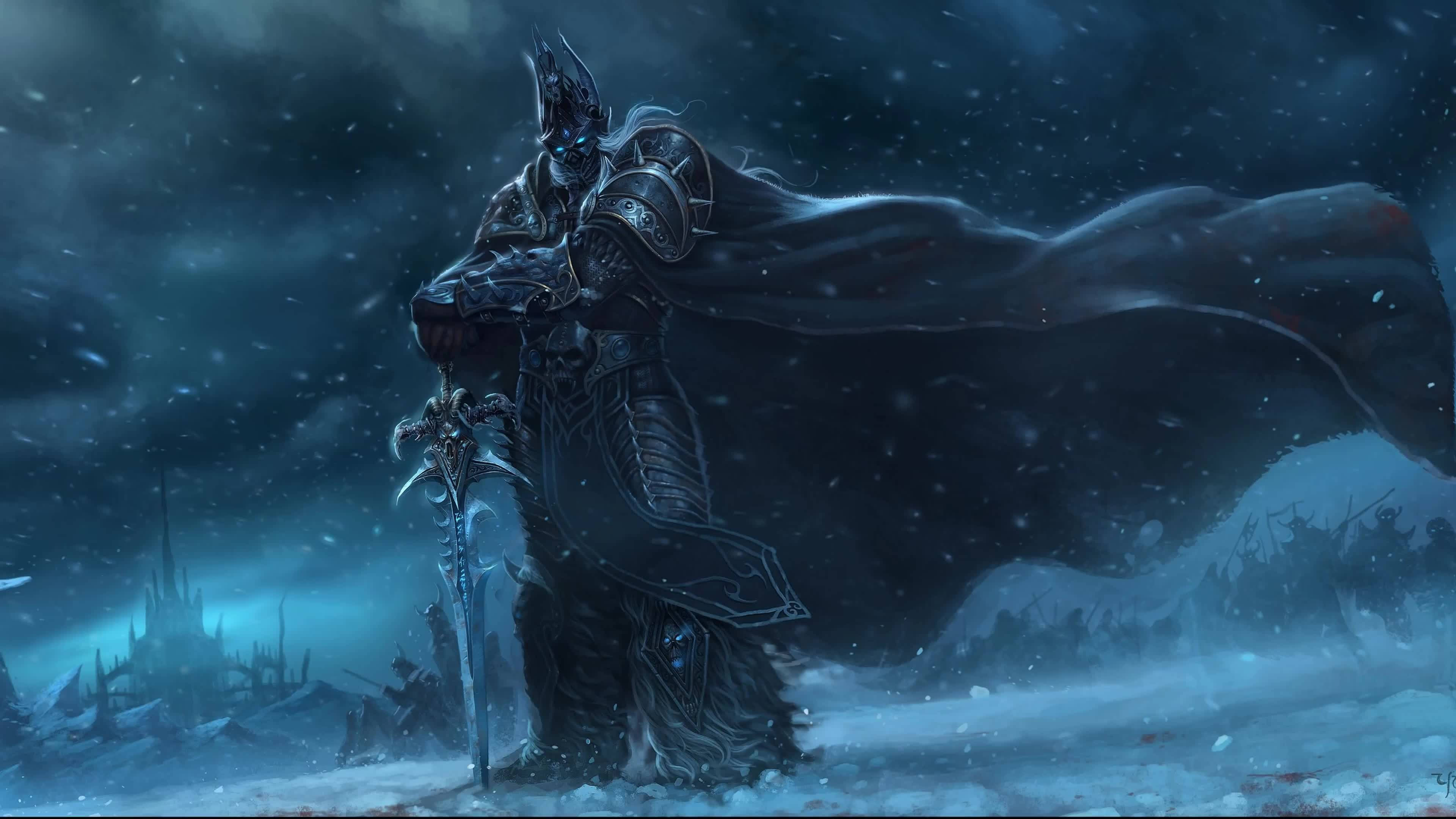 Dhibiti ya 4K Inayotembea ya Arthas Menethil kwa Kompyuta Picha ya Ukuta