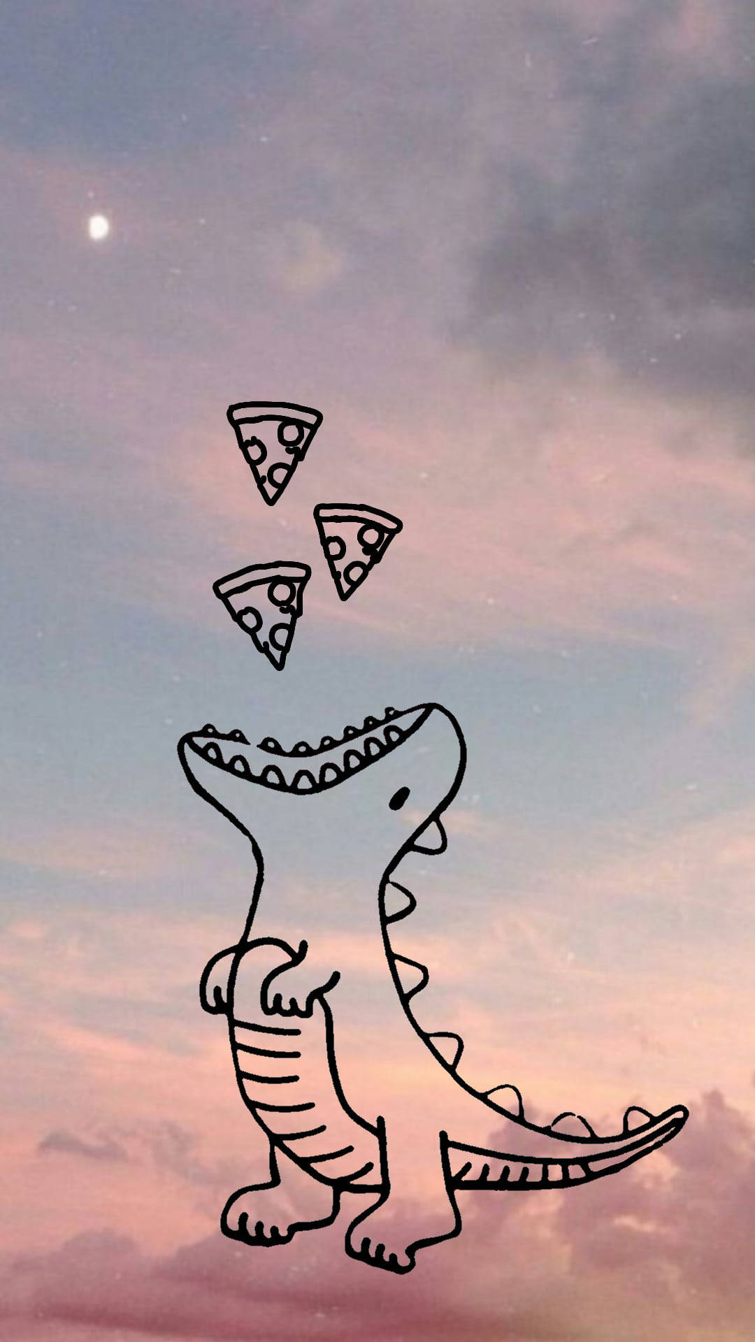 Dinosari Mrembo Akila Pizza Angani Picha ya Ukuta