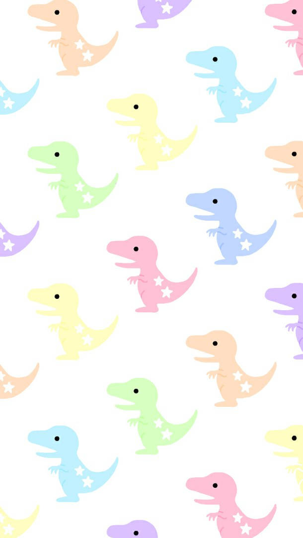 Dinosari Mzuri Mchanganyiko wa Pastel Aesthetic Picha ya Ukuta