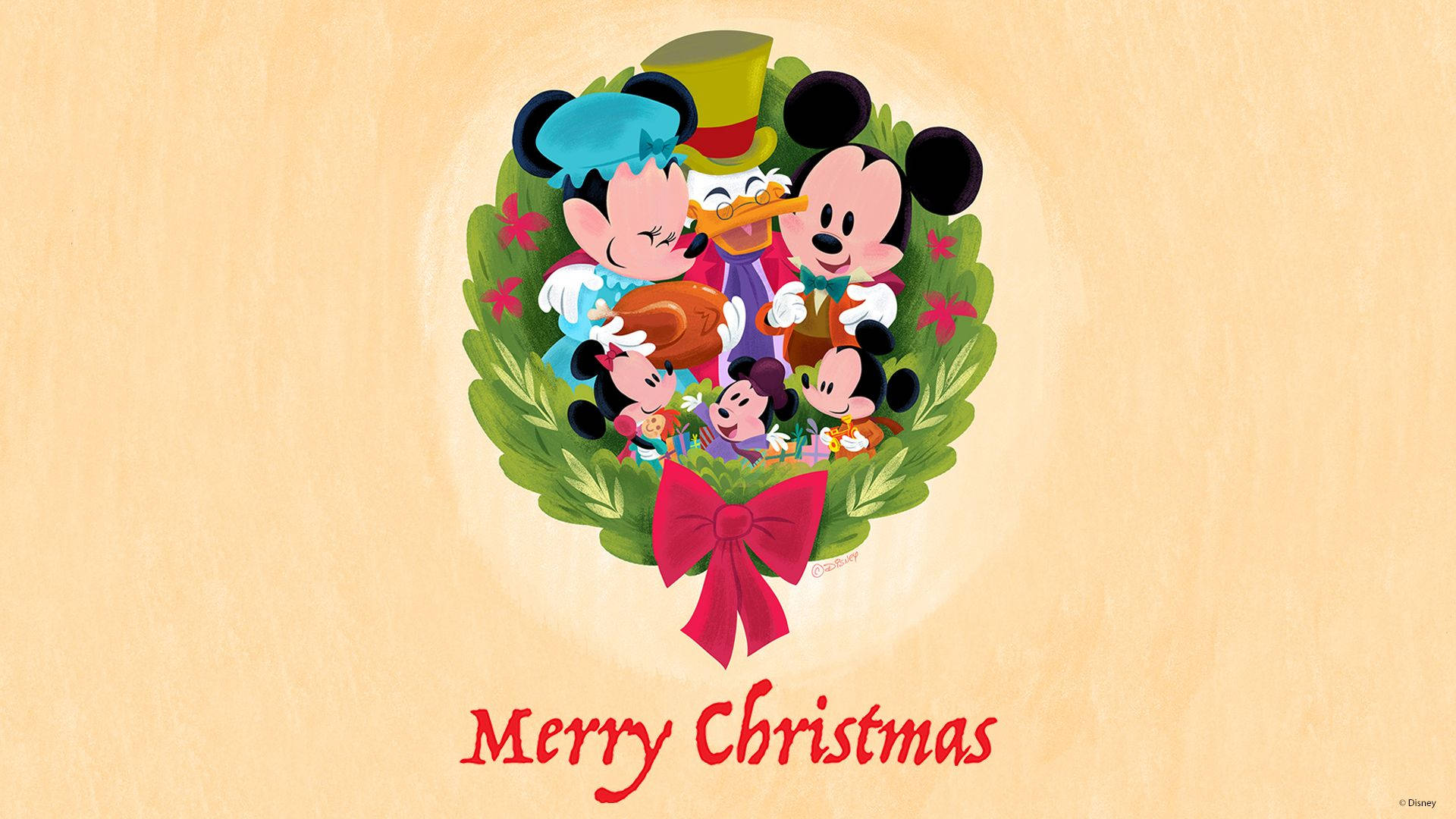 Disney 1920x1080 HD Mickey Mouse Taji la Krismasi Picha ya Ukuta