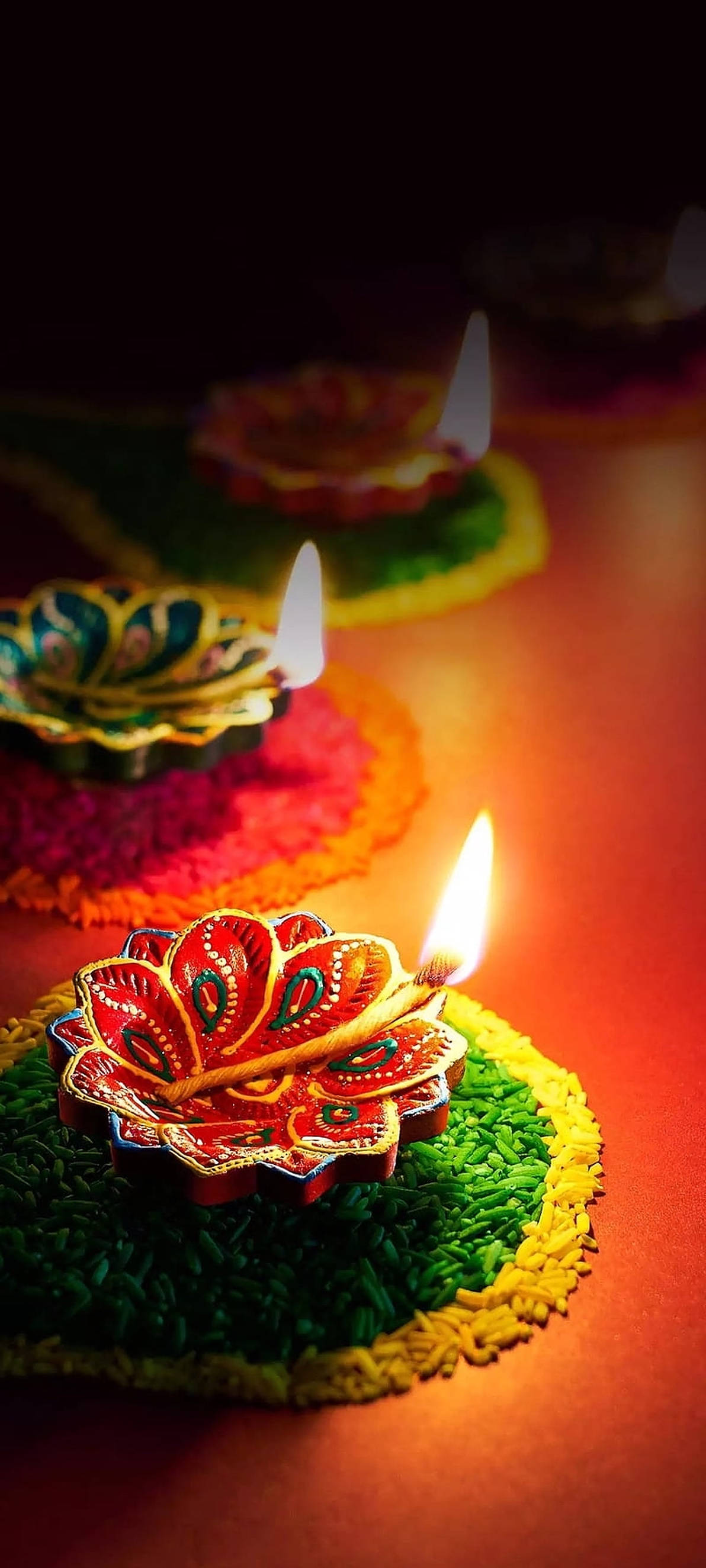 Diwali Oil Lamps Picha ya Ukuta